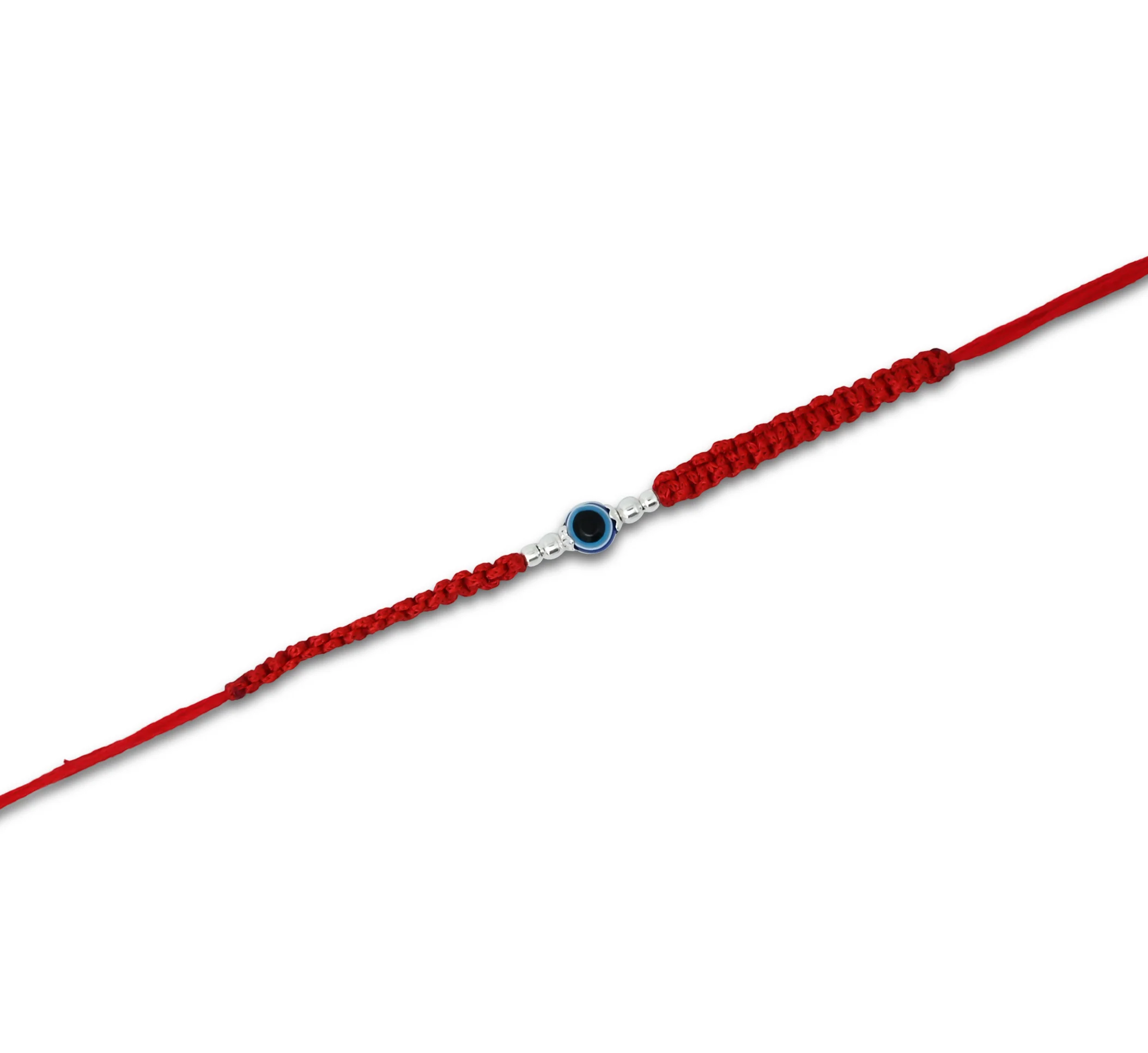 Silver Center Evil Eye with Silver Beads Rakhi for Boys - Image 2