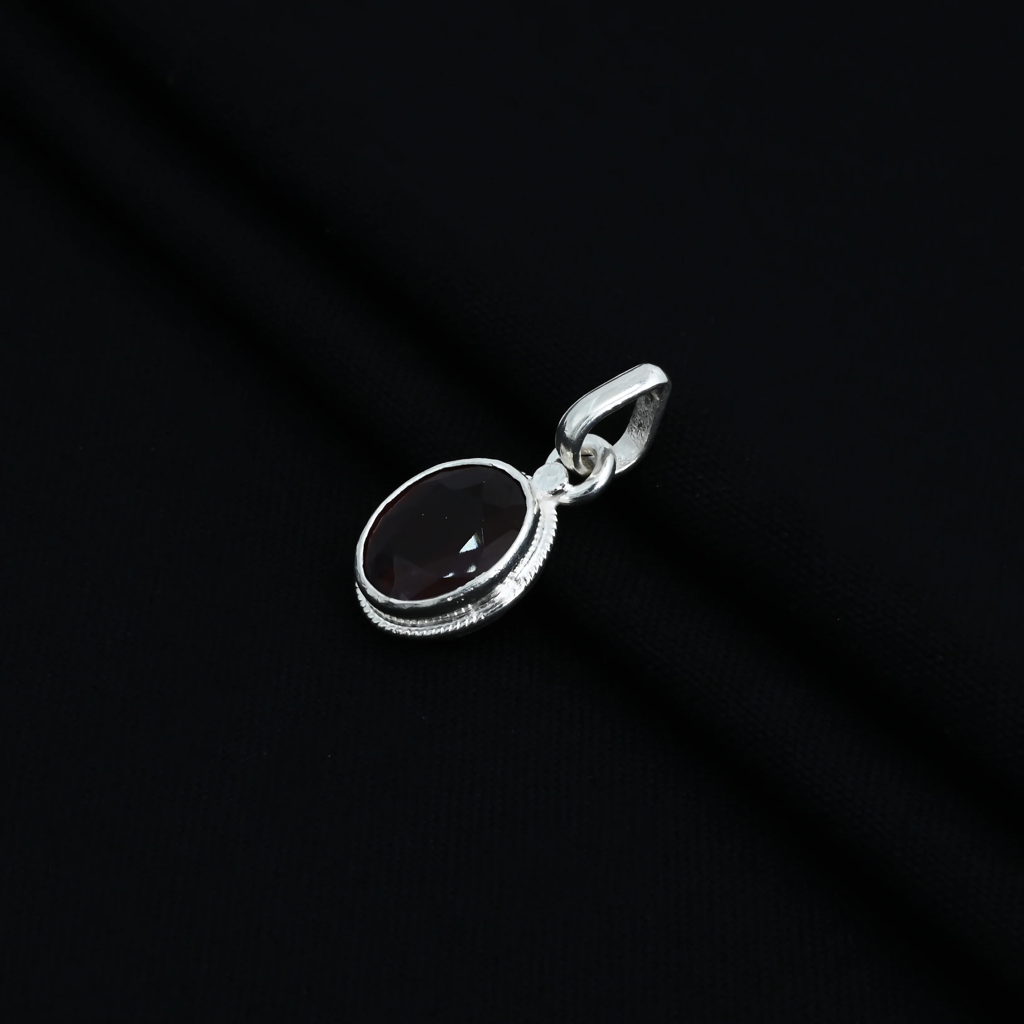 Silver Center Red Oval Design Pendant for Girls - Image 2
