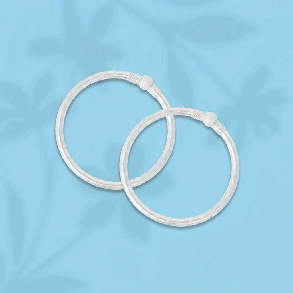 Silver Center Silver Beads with Classic Design Kada for Baby