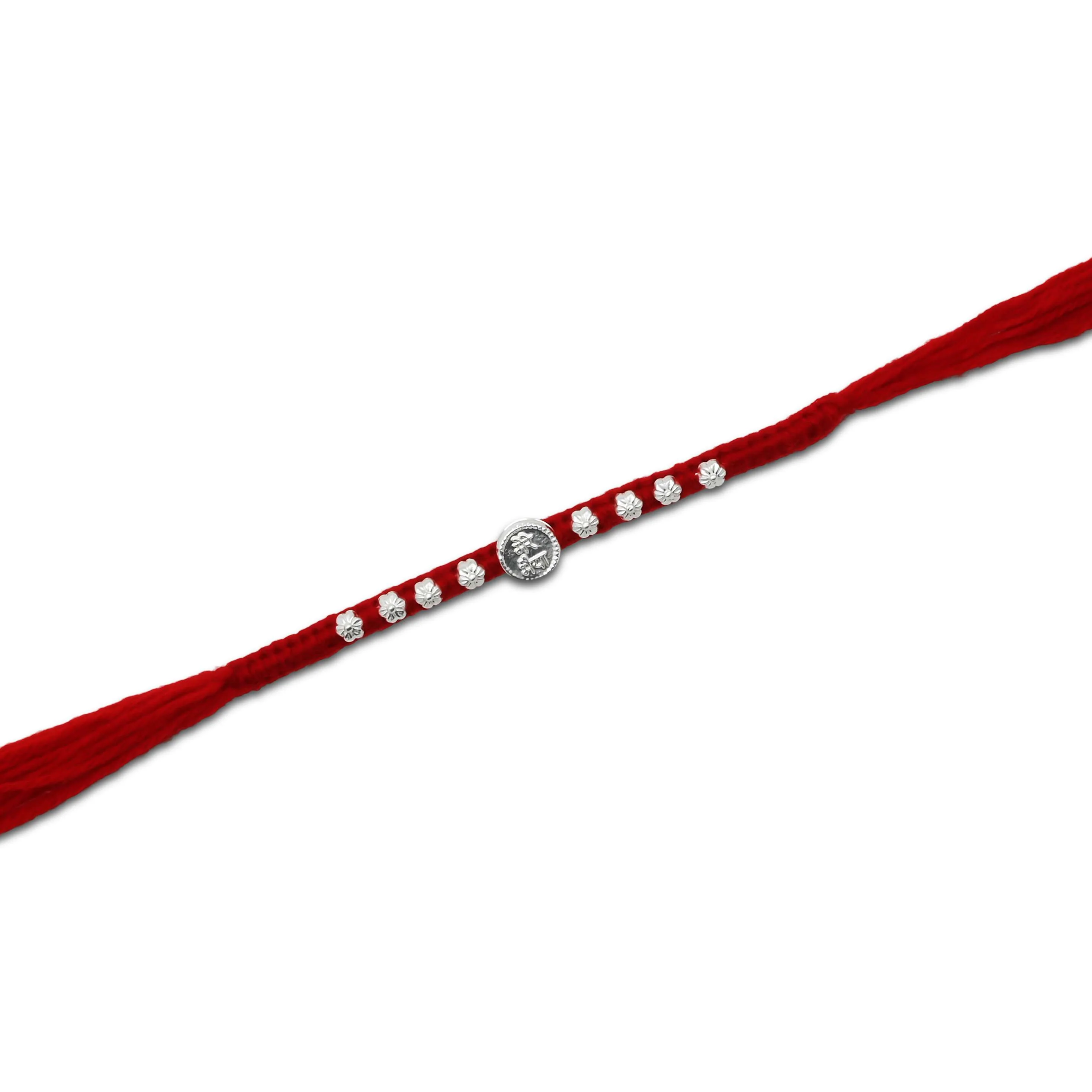 Silver Center Written Mere Bhaiya with Flower Design Rakhi for Boys - Image 2