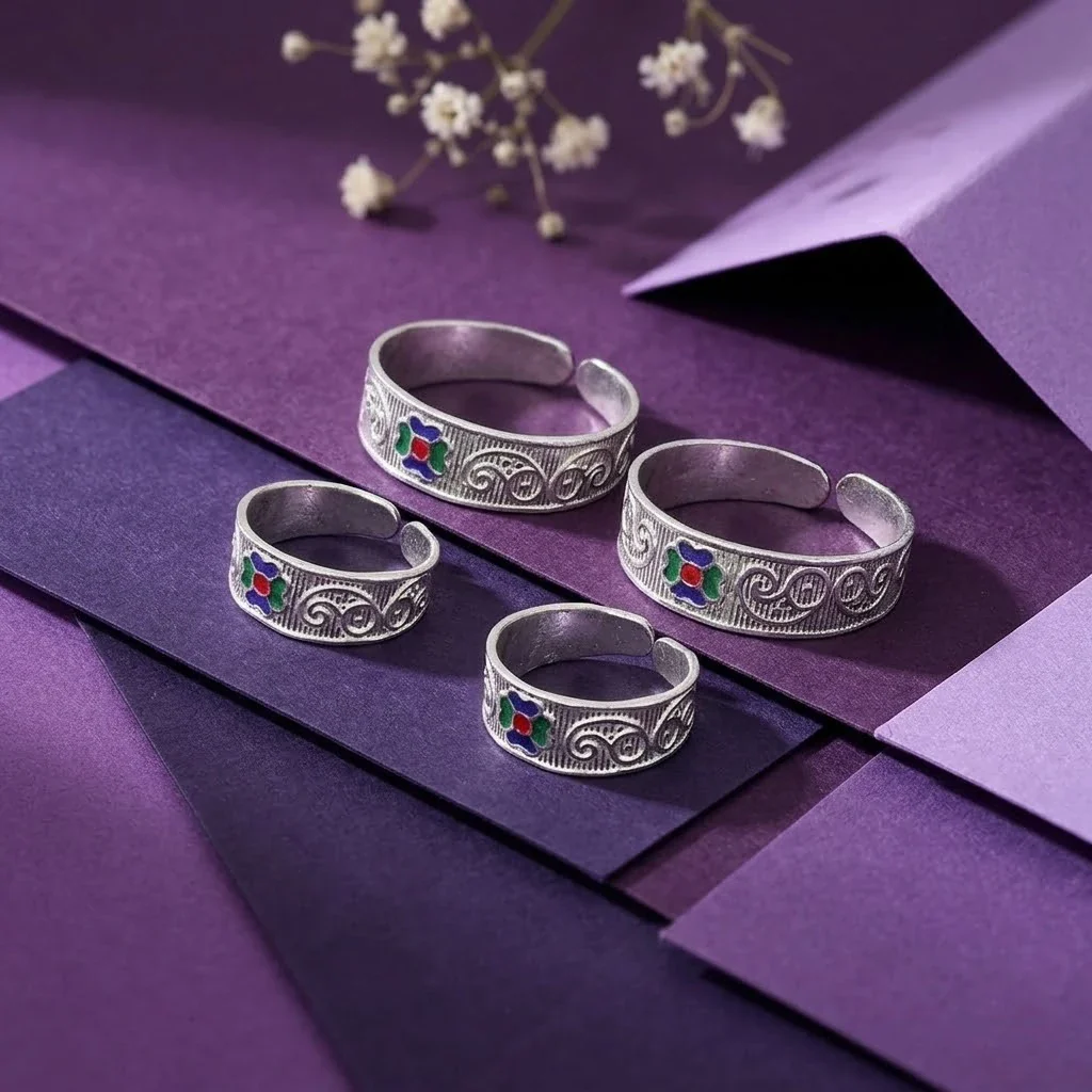Silver Center's Authentic Colours Toe Rings