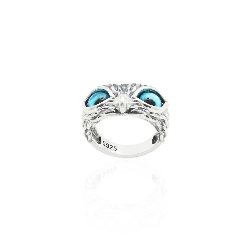 Silver Classic Owl Eyes Ring - Image 3