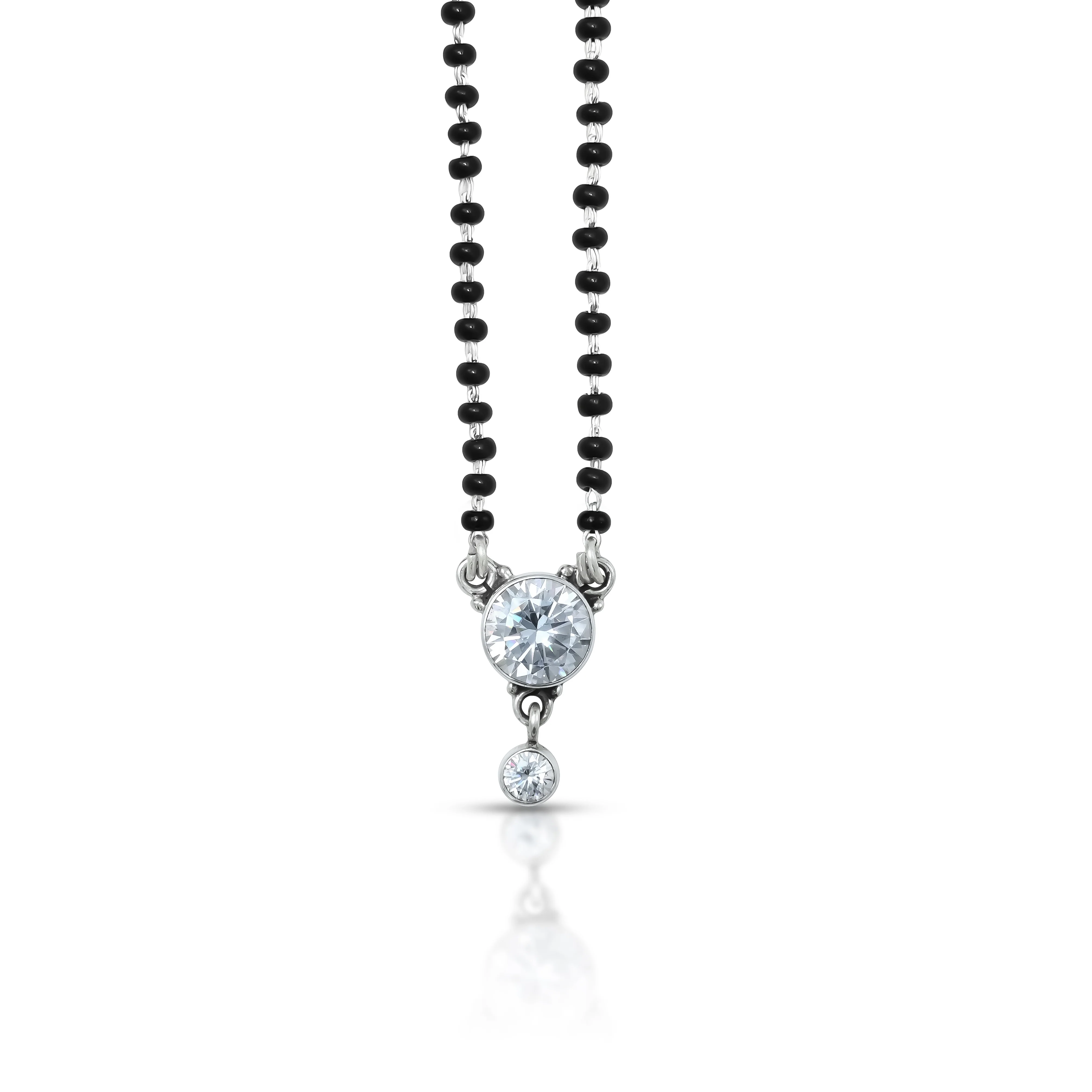 Silver Classic Round American Diamond Mangalsutra - Image 3