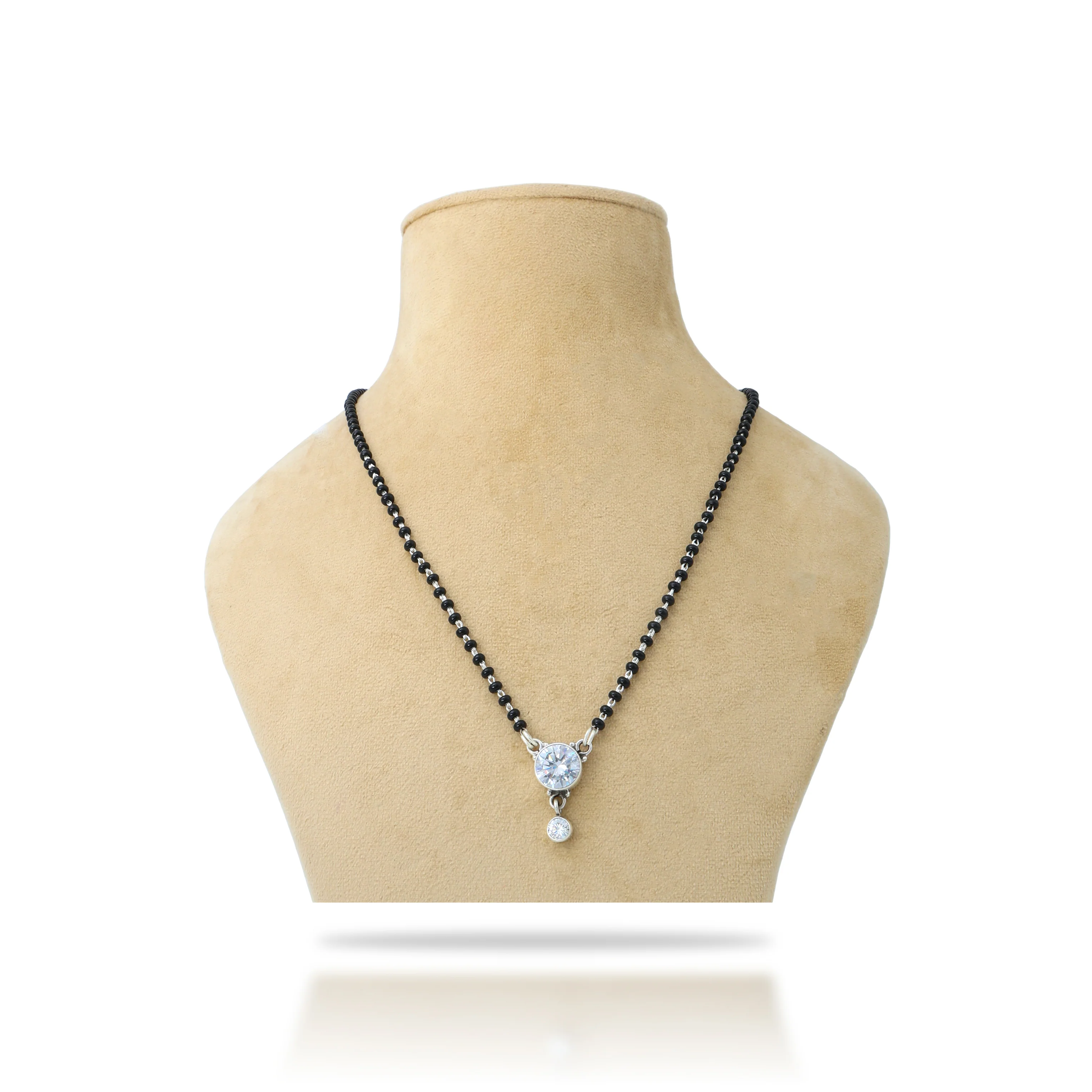 Silver Classic Round American Diamond Mangalsutra - Image 5
