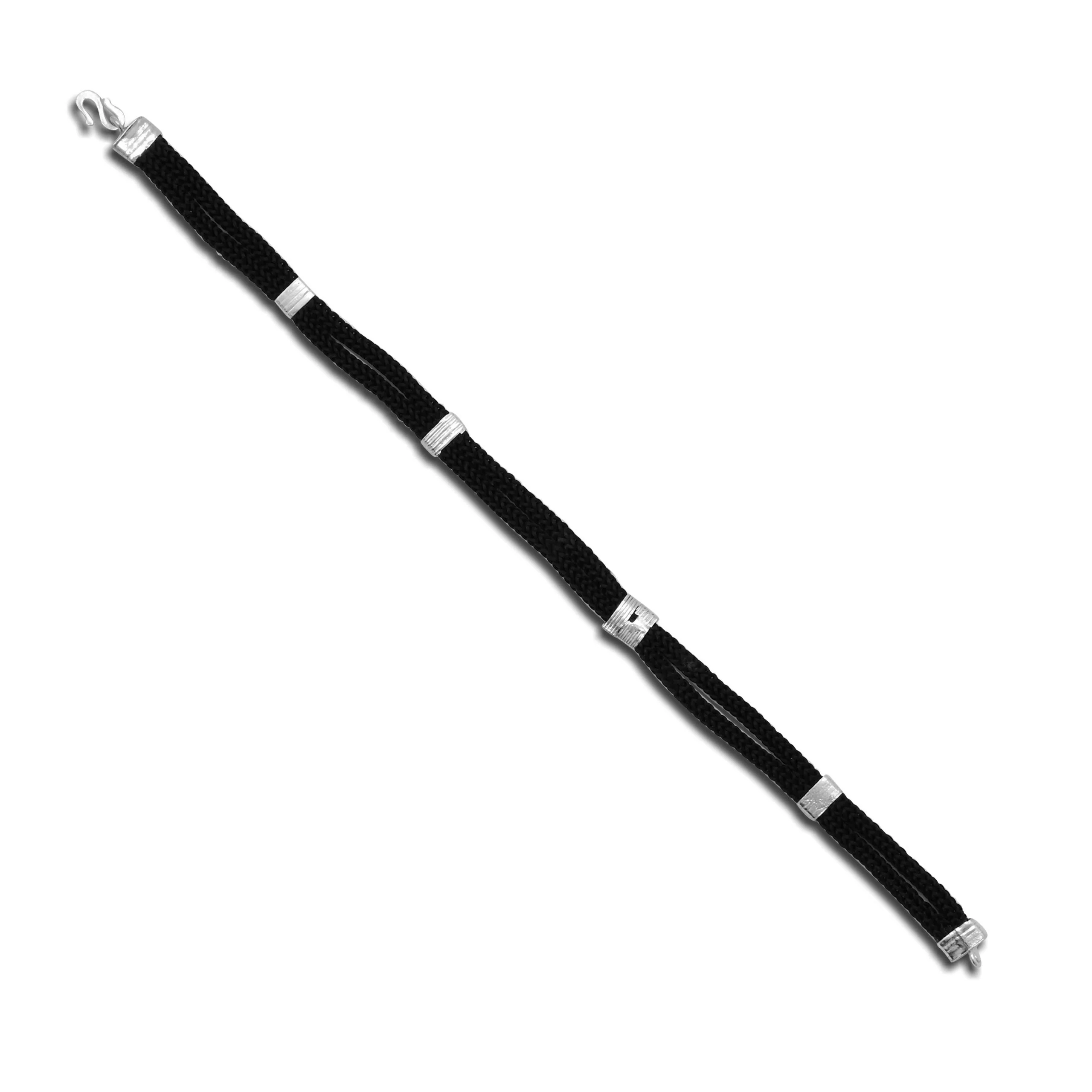 Silver Classy Black Thread Clipped Moli Bracelet for Boys - Image 4
