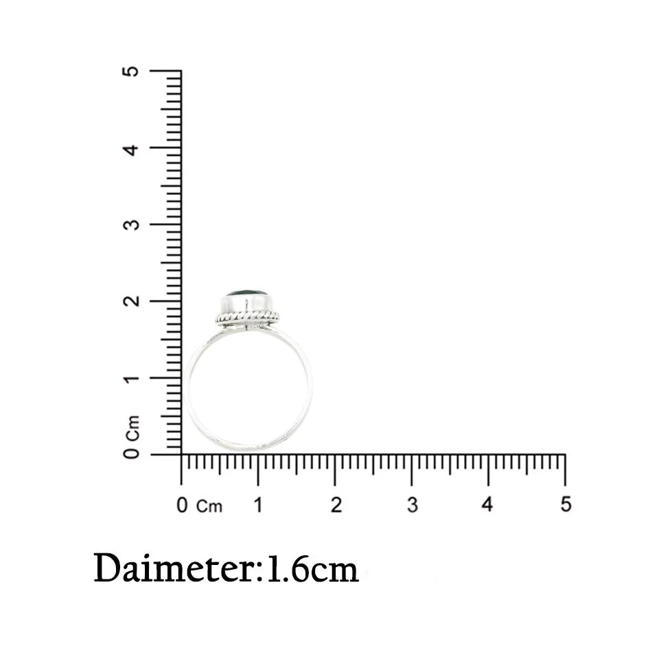 Silver Classy Green Round Gemstone Ring - Image 5