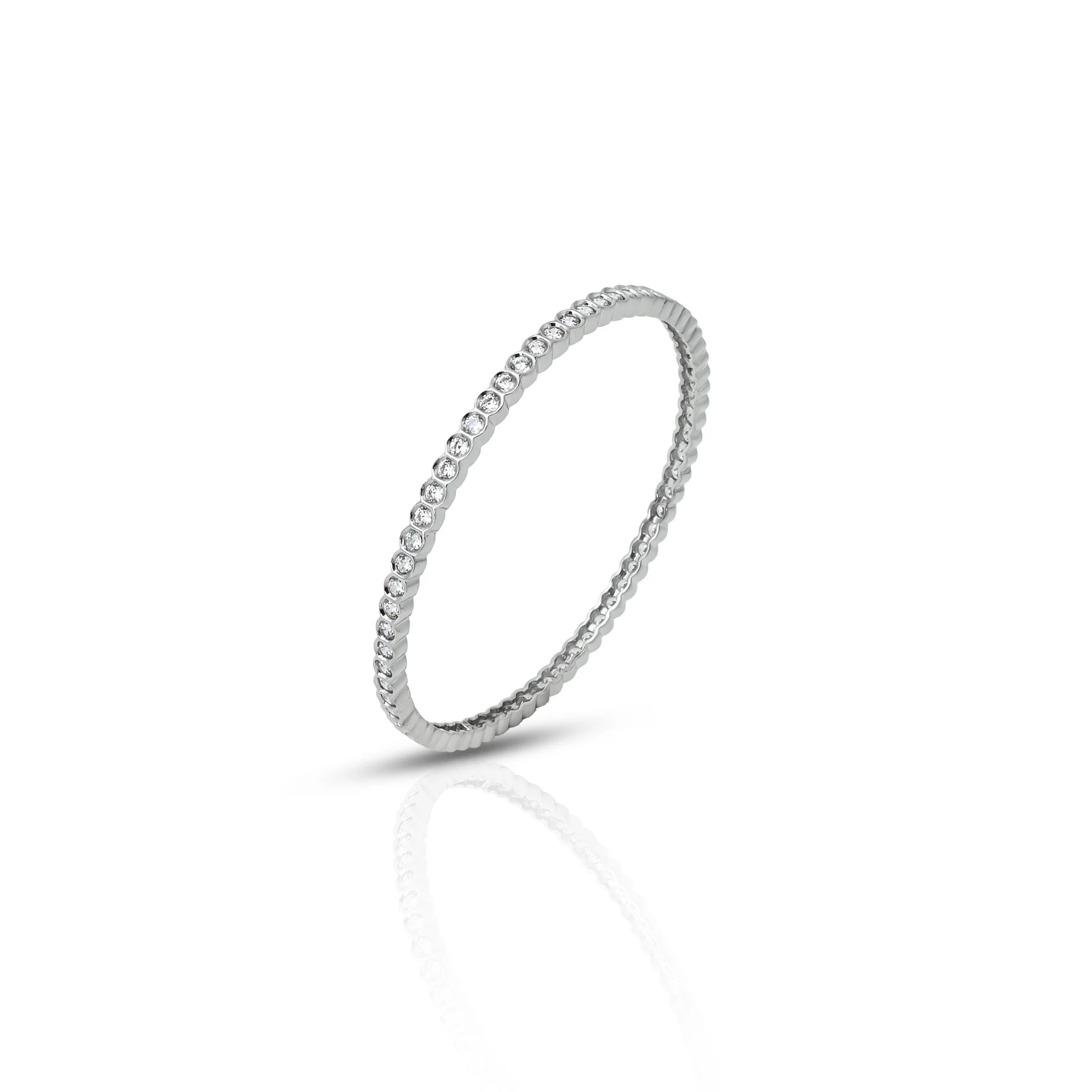 Silver CZ Stoes with Slim Design Bangle for Girls - Image 2