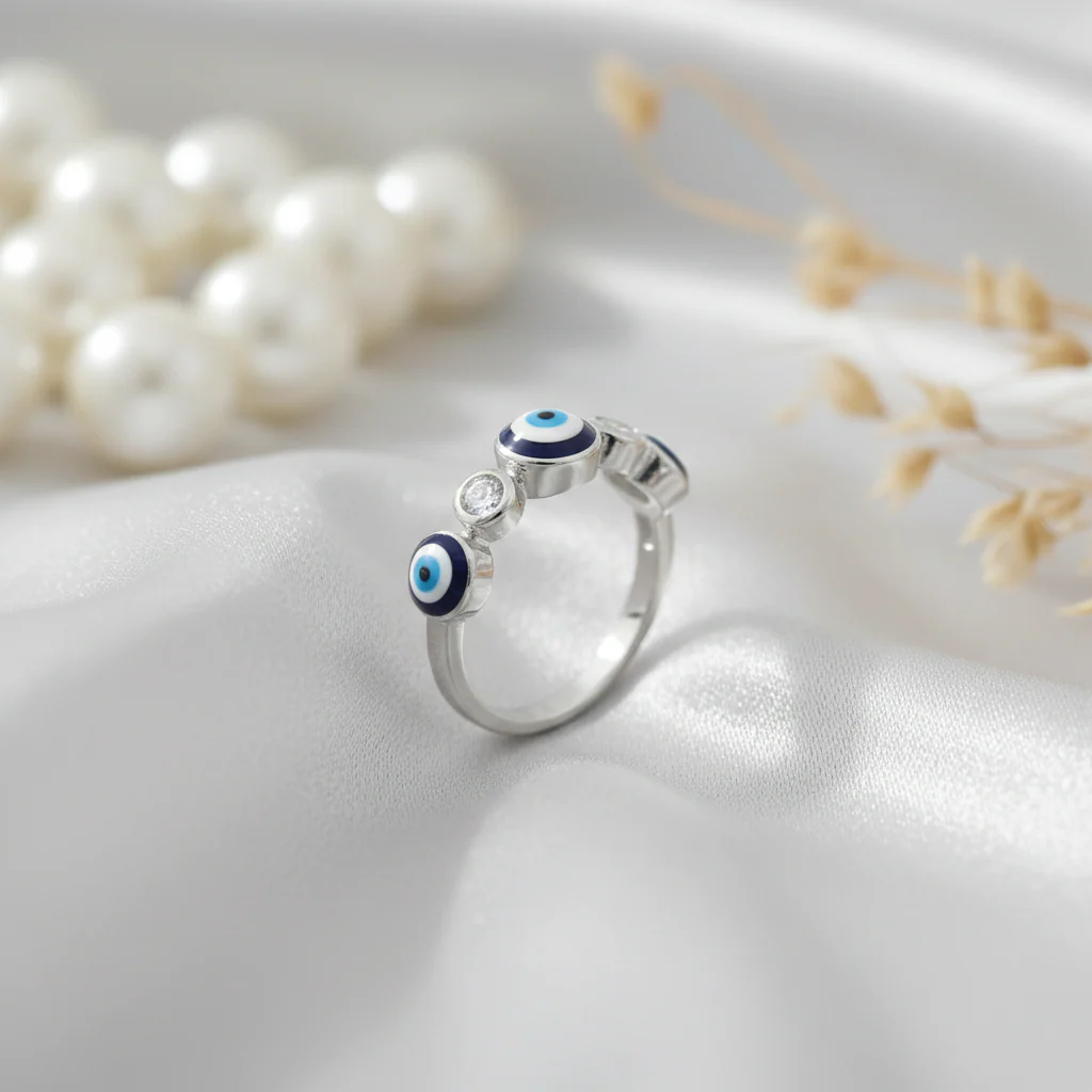 Silver Delicate Evileyes Ring - Image 4