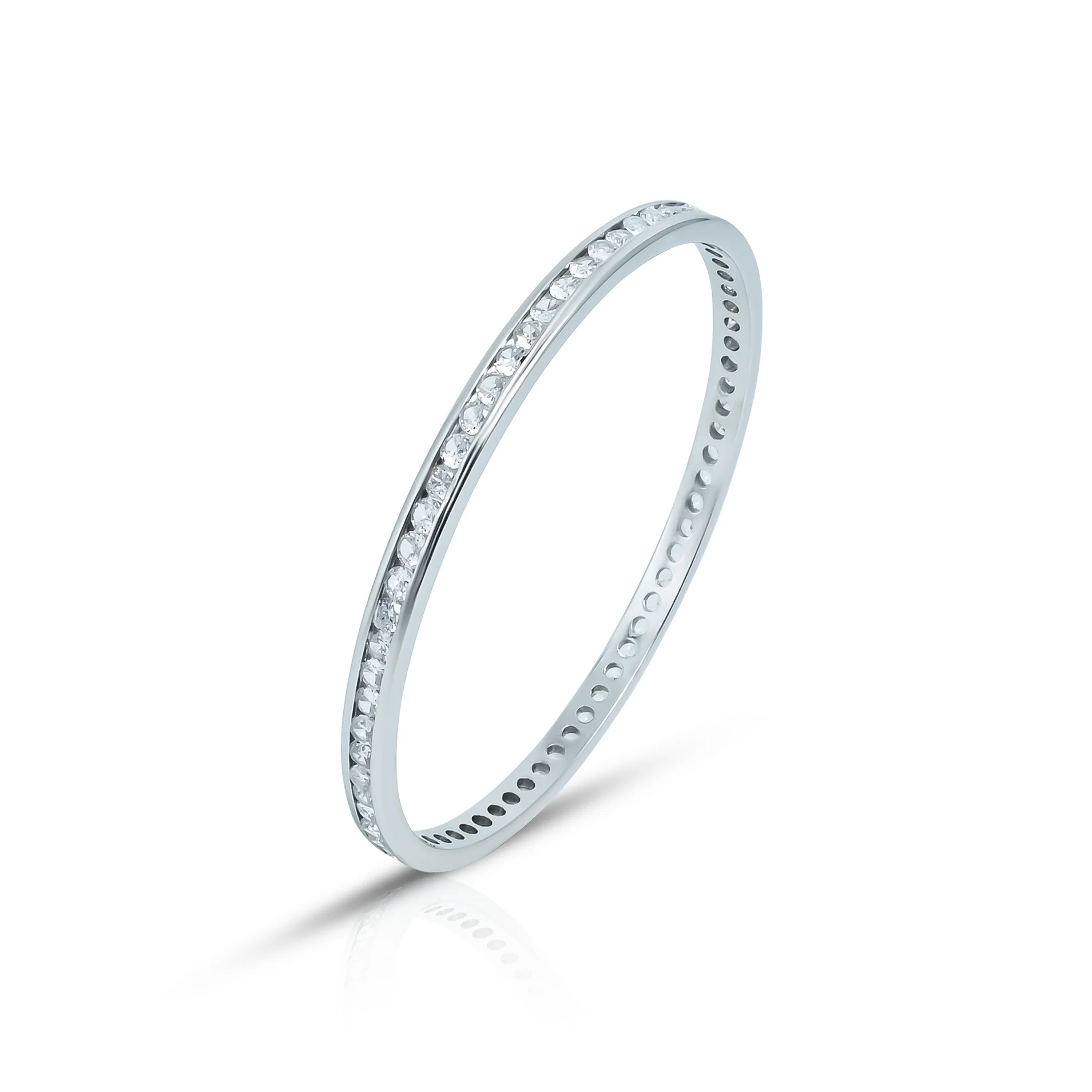 Silver Designer Bangles with Multiple White Stones - Image 2