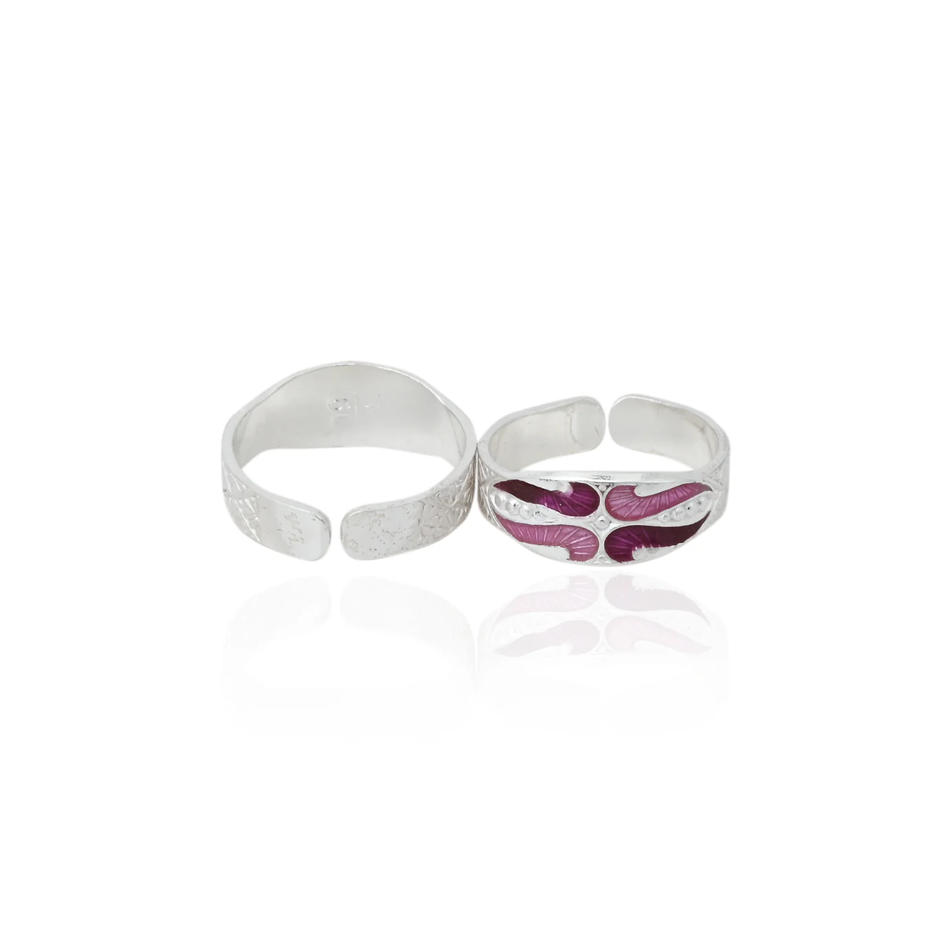 Silver Emerald Pink Waves Toe Ring - Image 3
