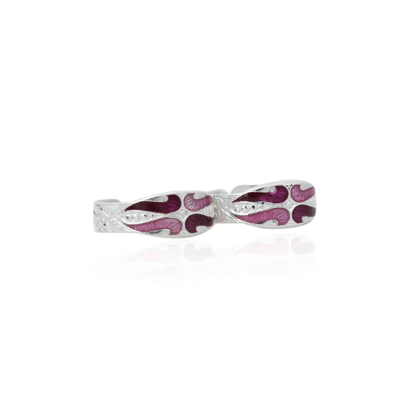 Silver Emerald Pink Waves Toe Ring - Image 4