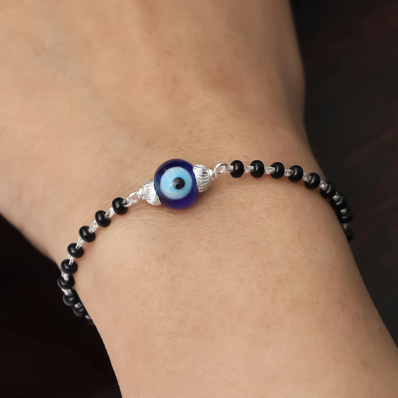 Silver Evil Eye Charm Bracelet - Image 2