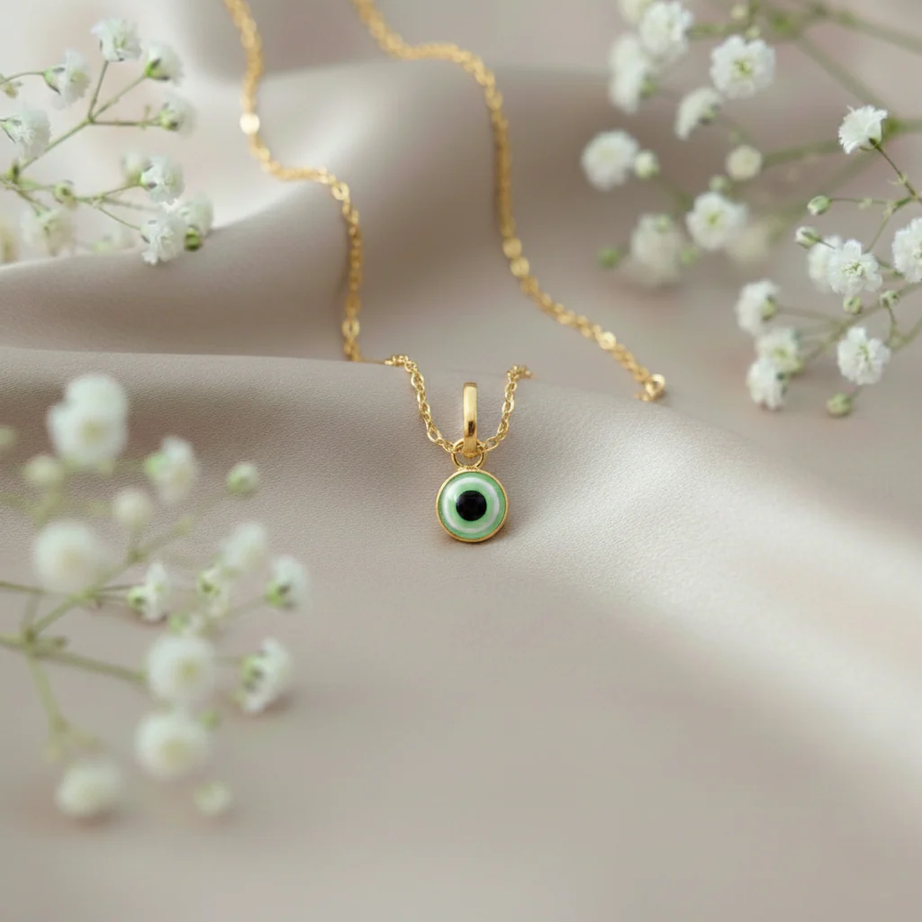 Silver Evil Eye Different Colors Pendant Gold Polish Necklace for Protection - Image 10