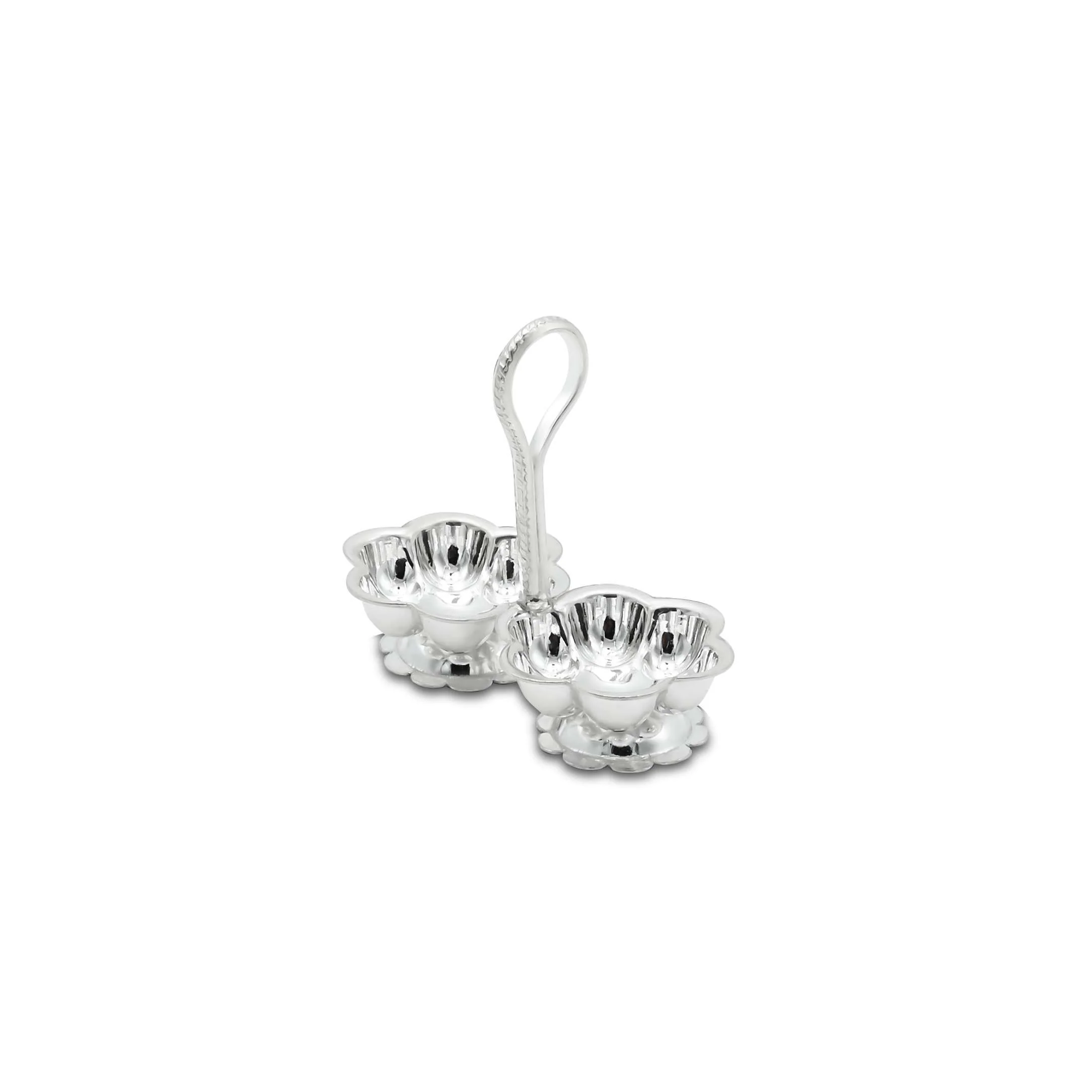 Silver Exclusive Floral Design Haldi Kumkum Stand for Pooja - Image 4