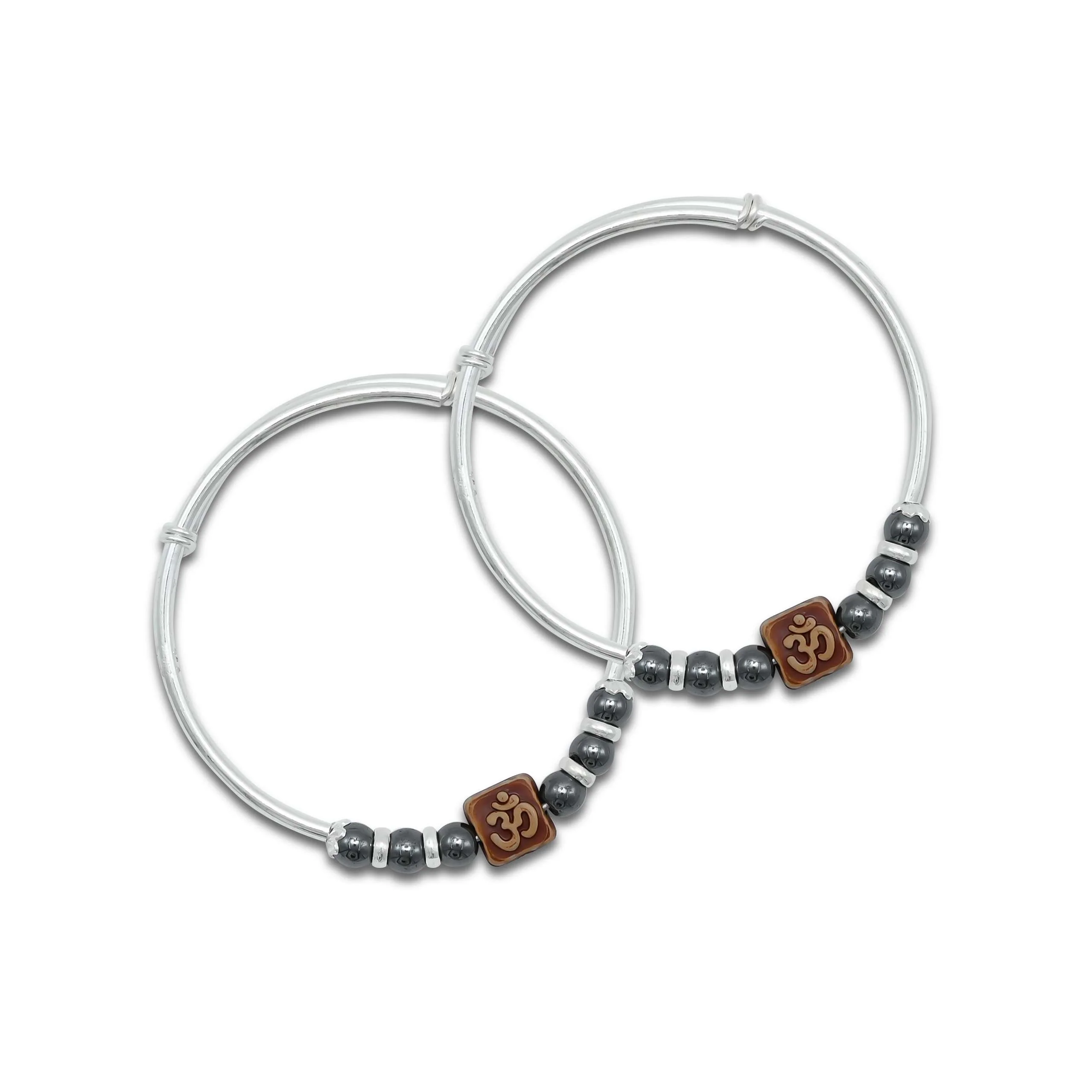 Silver Exclusive Sqaure "ॐ" Symbol Baby Kada - Image 3