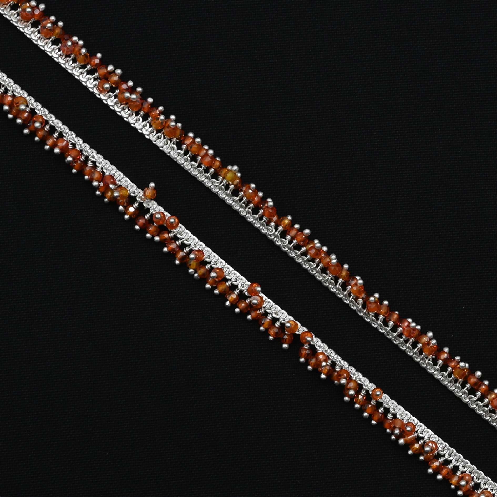 Silver Exclusive Trendy Orange Beaded Payal for Women - Image 4