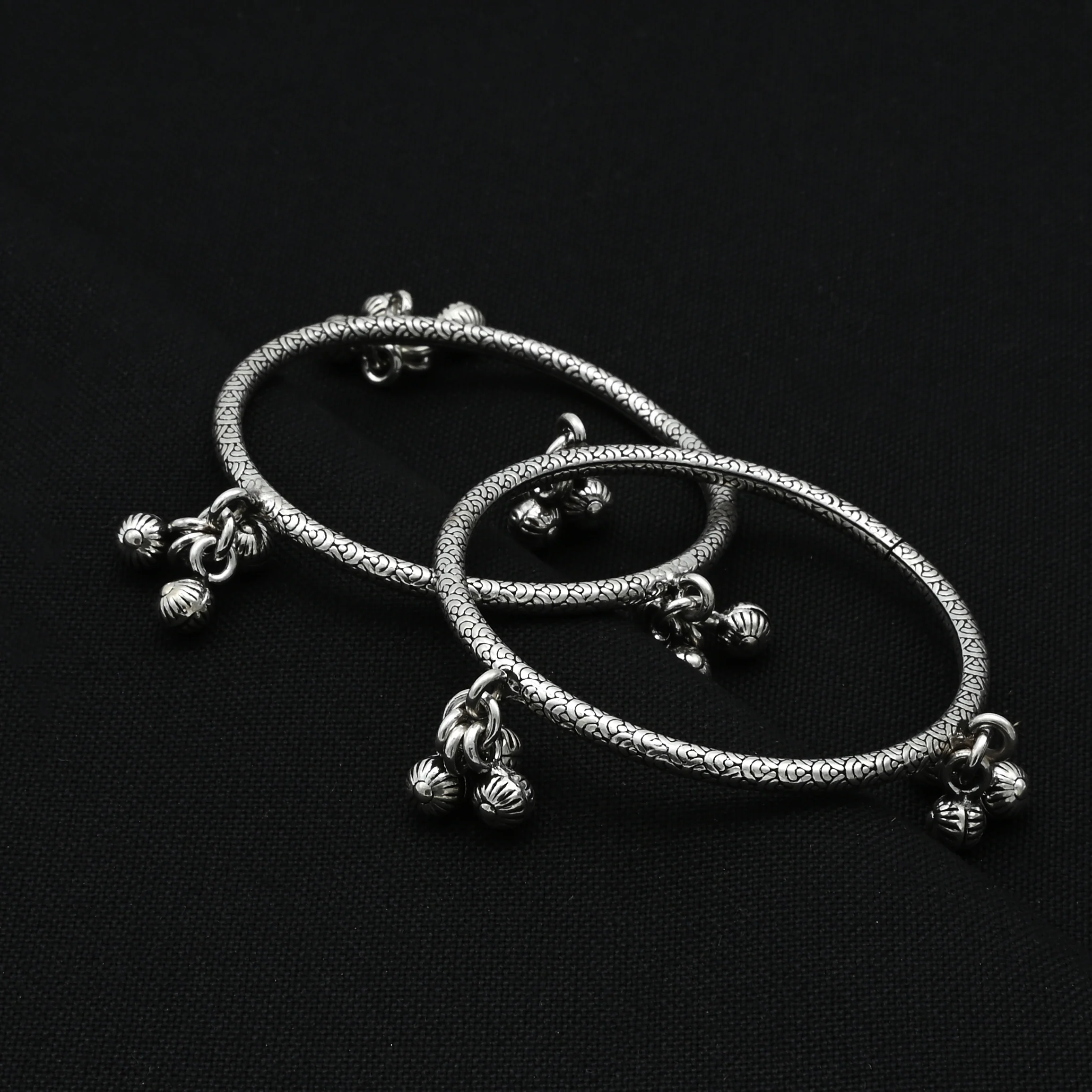 Silver Fine Art Hanging Beads Girls Kada - Image 2