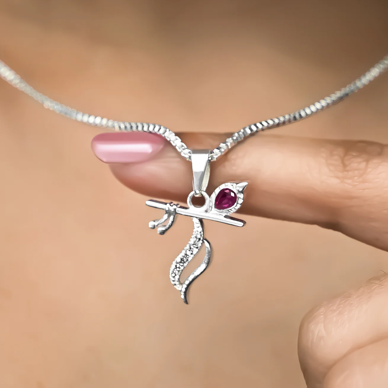 Silver Flute Pendant Intricate Modern Design