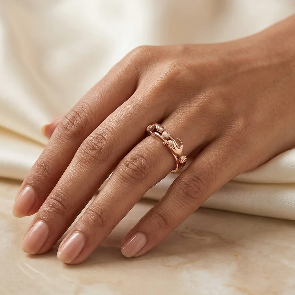 Silver Gold Rose Hug Ring - Image 2