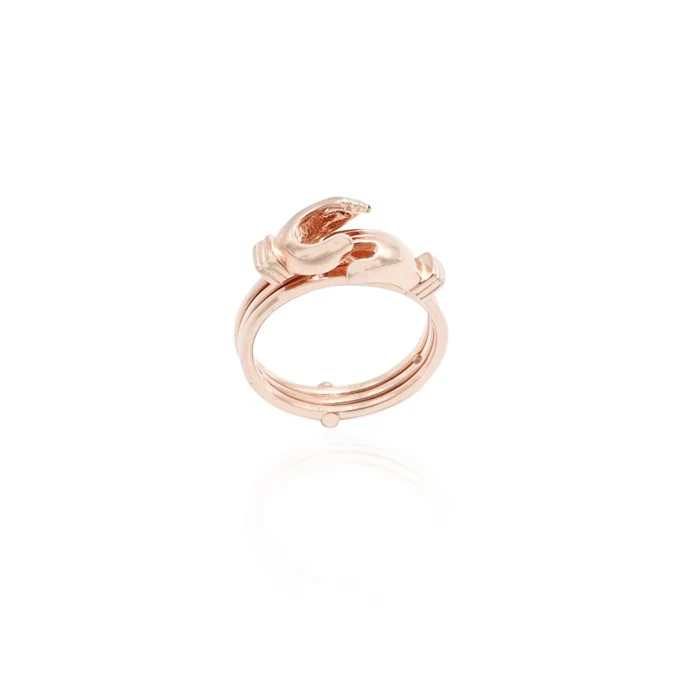 Silver Gold Rose Hug Ring - Image 4