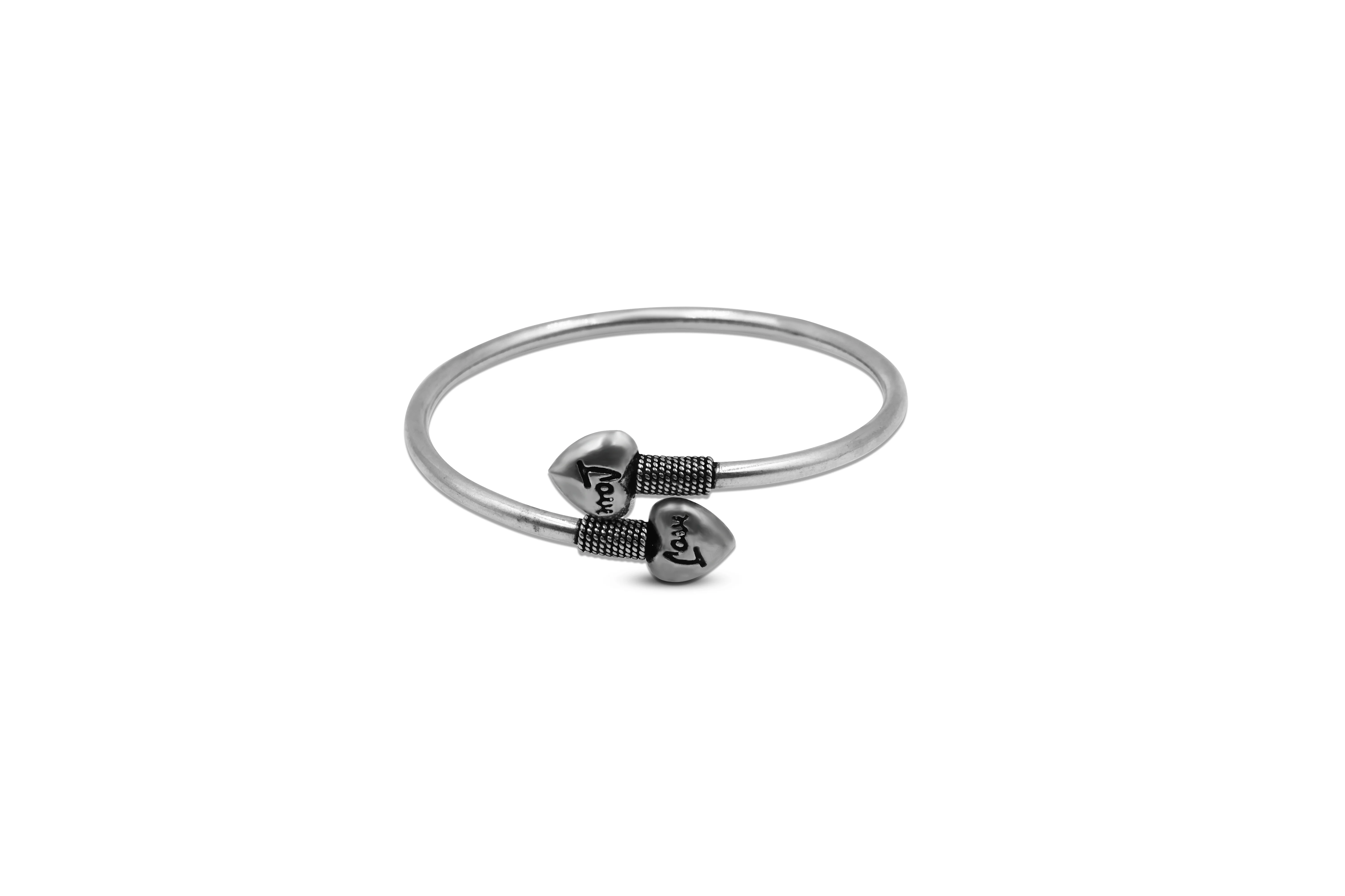 Silver Heart Shape Love Kada For Girls - Image 3