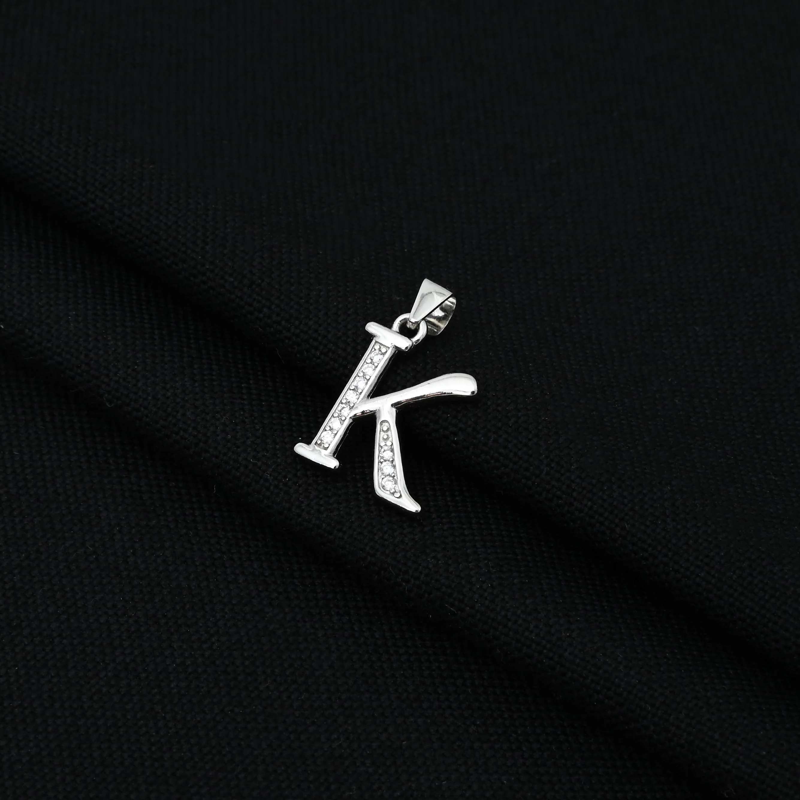 Silver K Name Symbol Pendent - Image 2