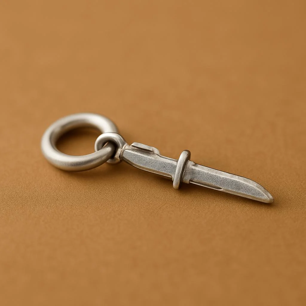 Silver Knife(chaku) Pendant With Chain - Image 3