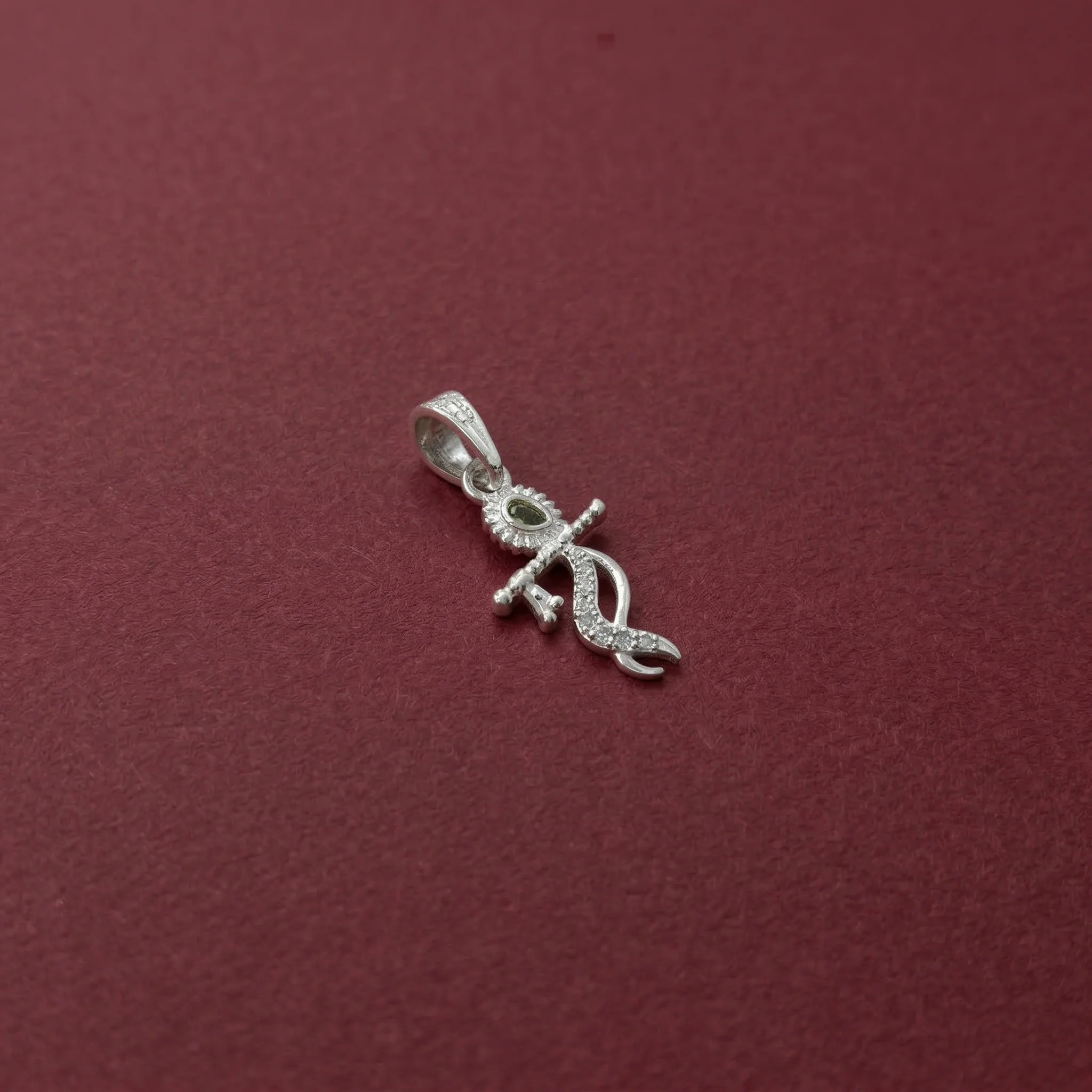 Silver Lord Krishna Flute Pendant With Stone for Men & Women - Image 2