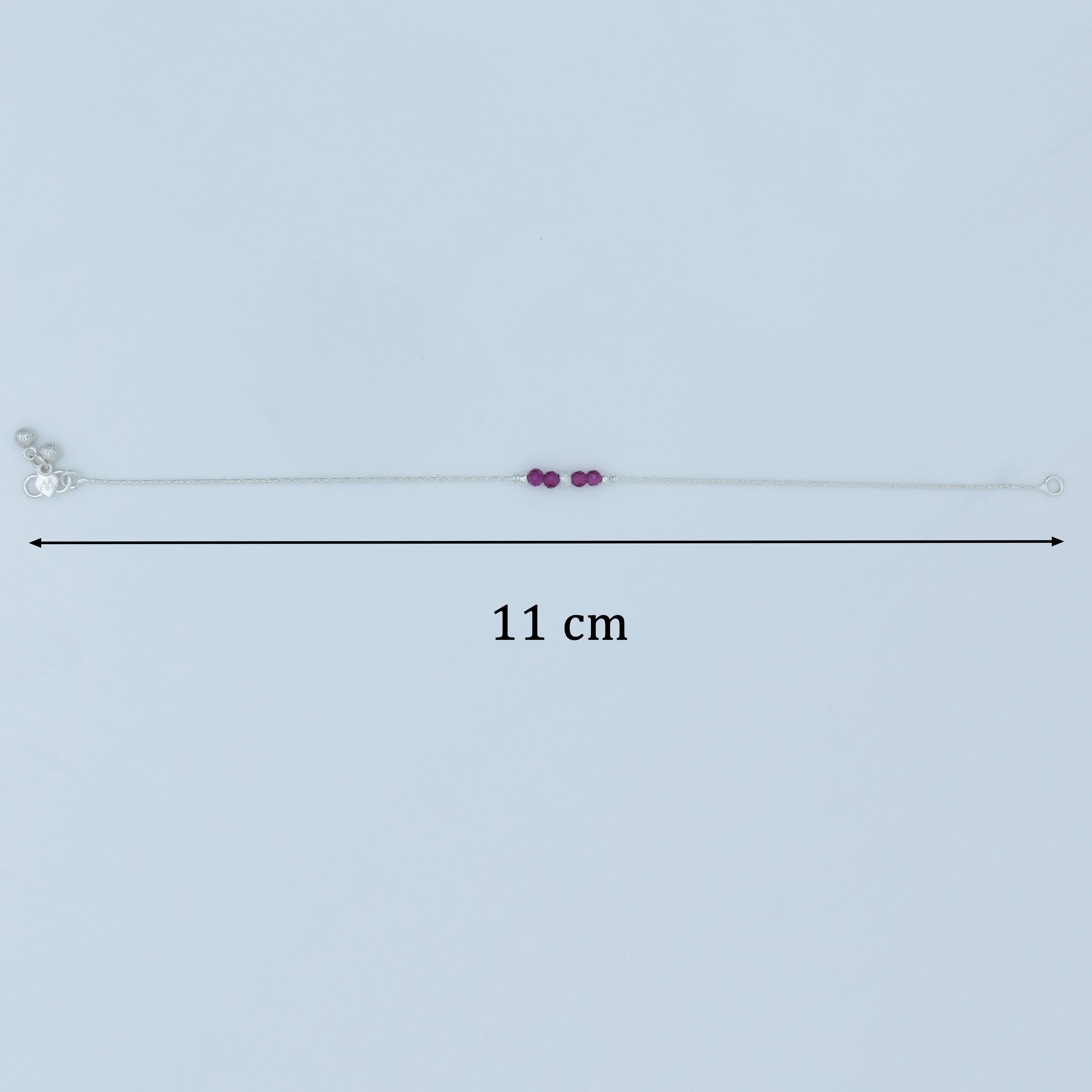 Silver Minimal Pink Stone Anklet - Image 6