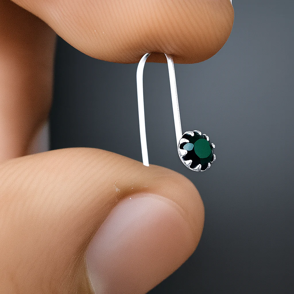Silver Nose Pin with Stone Unique Style - Image 6