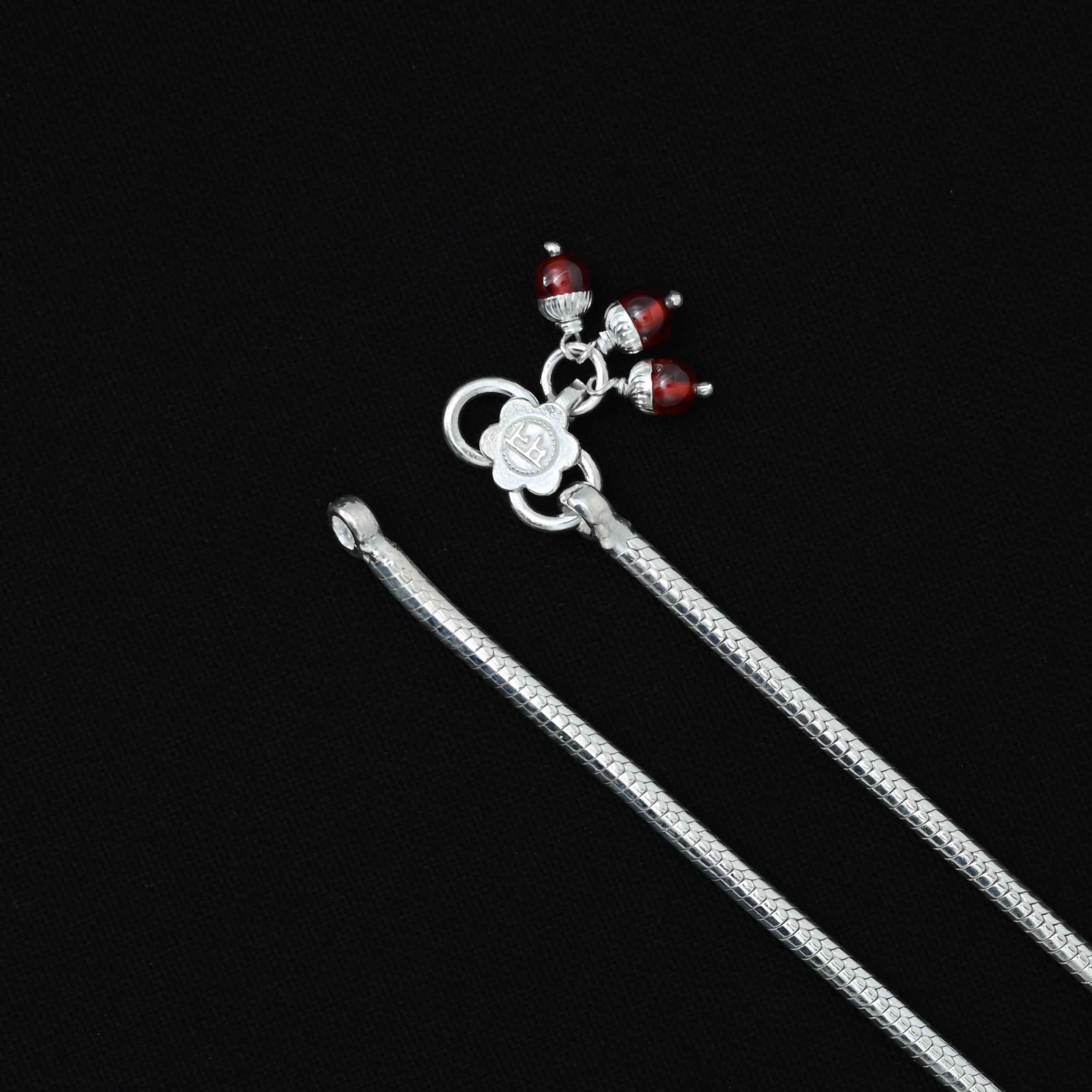 Silver Plain Snack Design Payal for Girls - Image 5