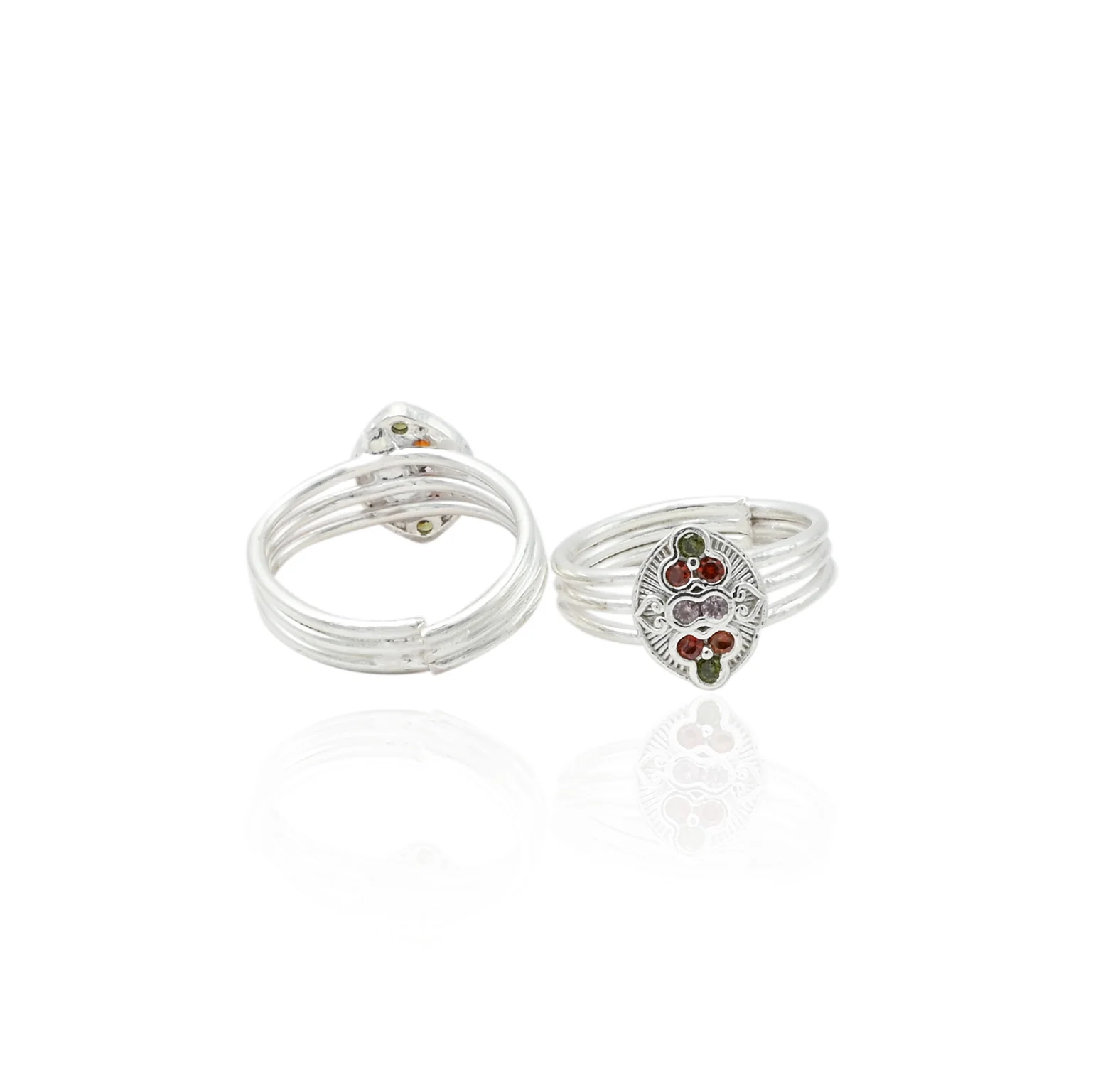 Silver Radiant Minimal Gems Toe Rings - Image 3
