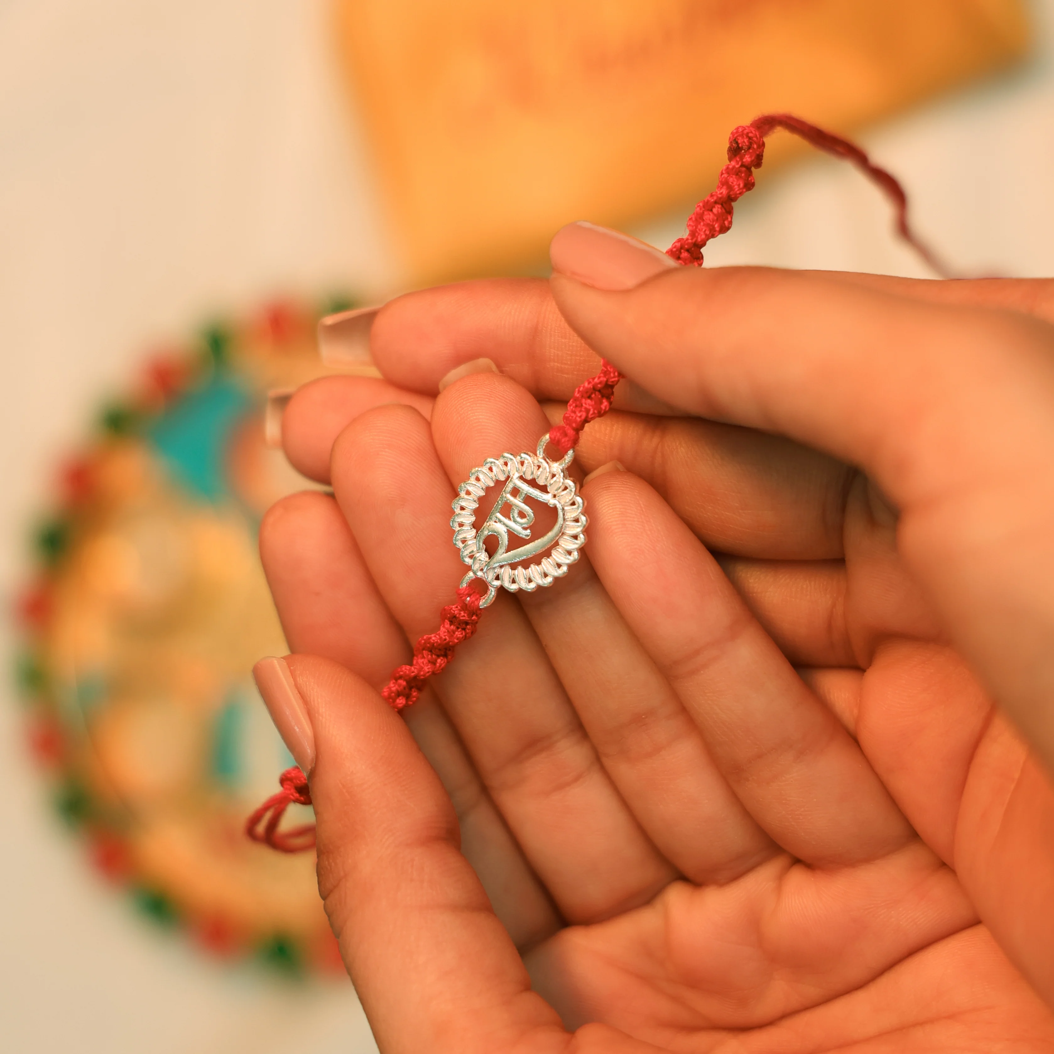 Silver Rakhi with Ram Charm - Image 3
