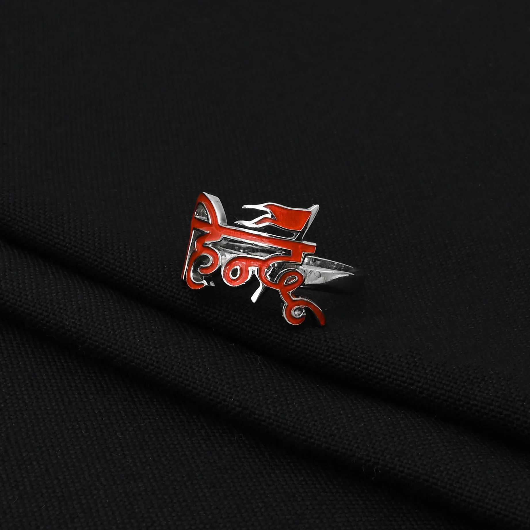 Silver Religion Symbolized Of 'HINDU' Boys Ring - Image 4