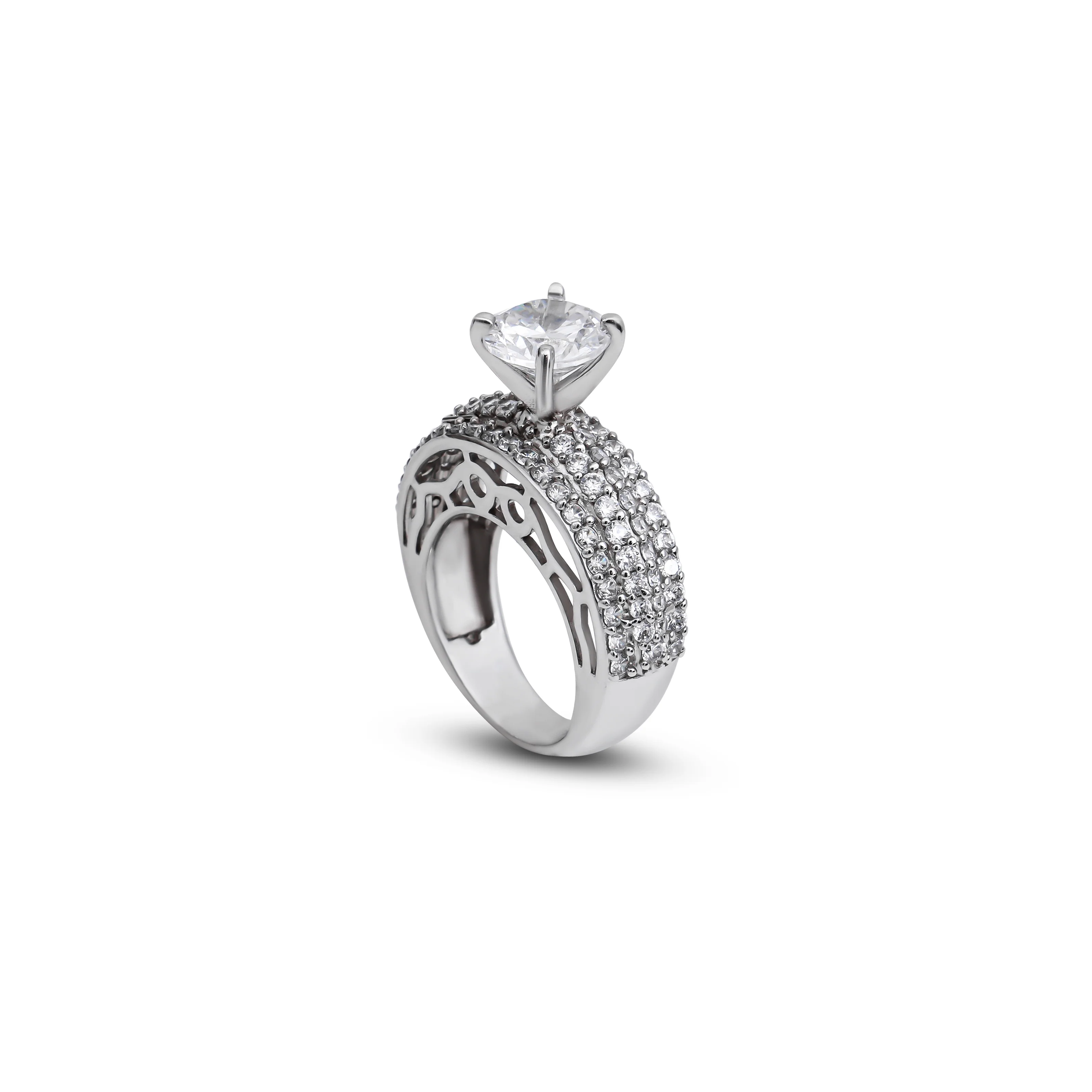 Silver Ring with Bold Single White Stone in Center. - Image 3