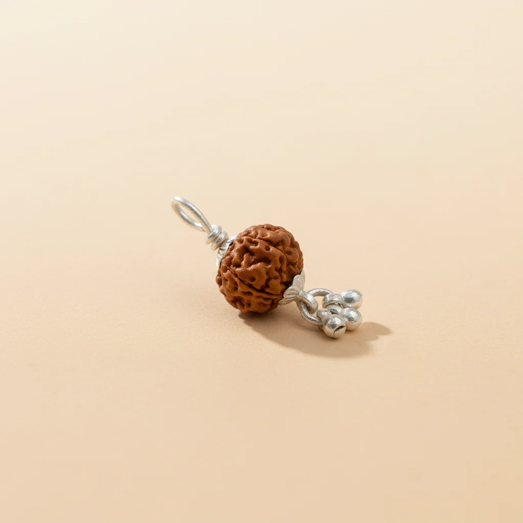 Silver Rudraksha Classic Ghungroo Pendant - Image 6