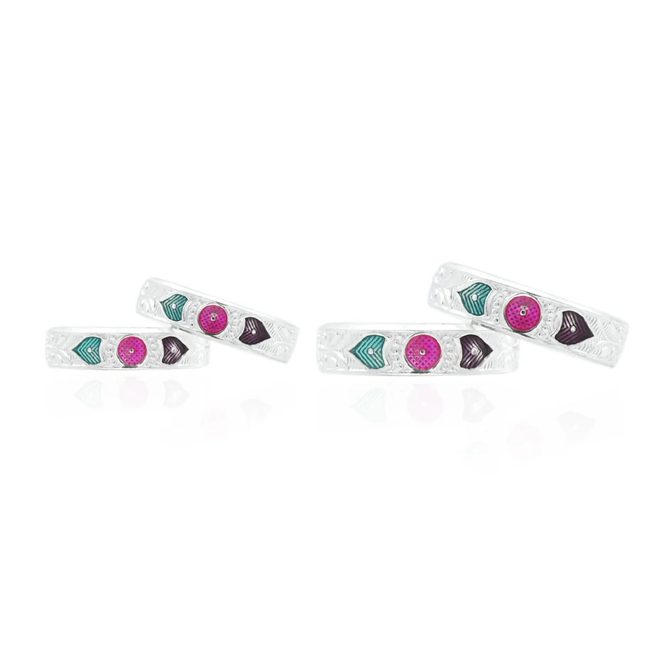 Silver Sharpe Colourful Design Toerings - Image 2