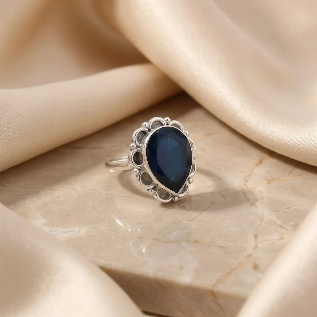 Silver Shimming Midnight Blue Ring