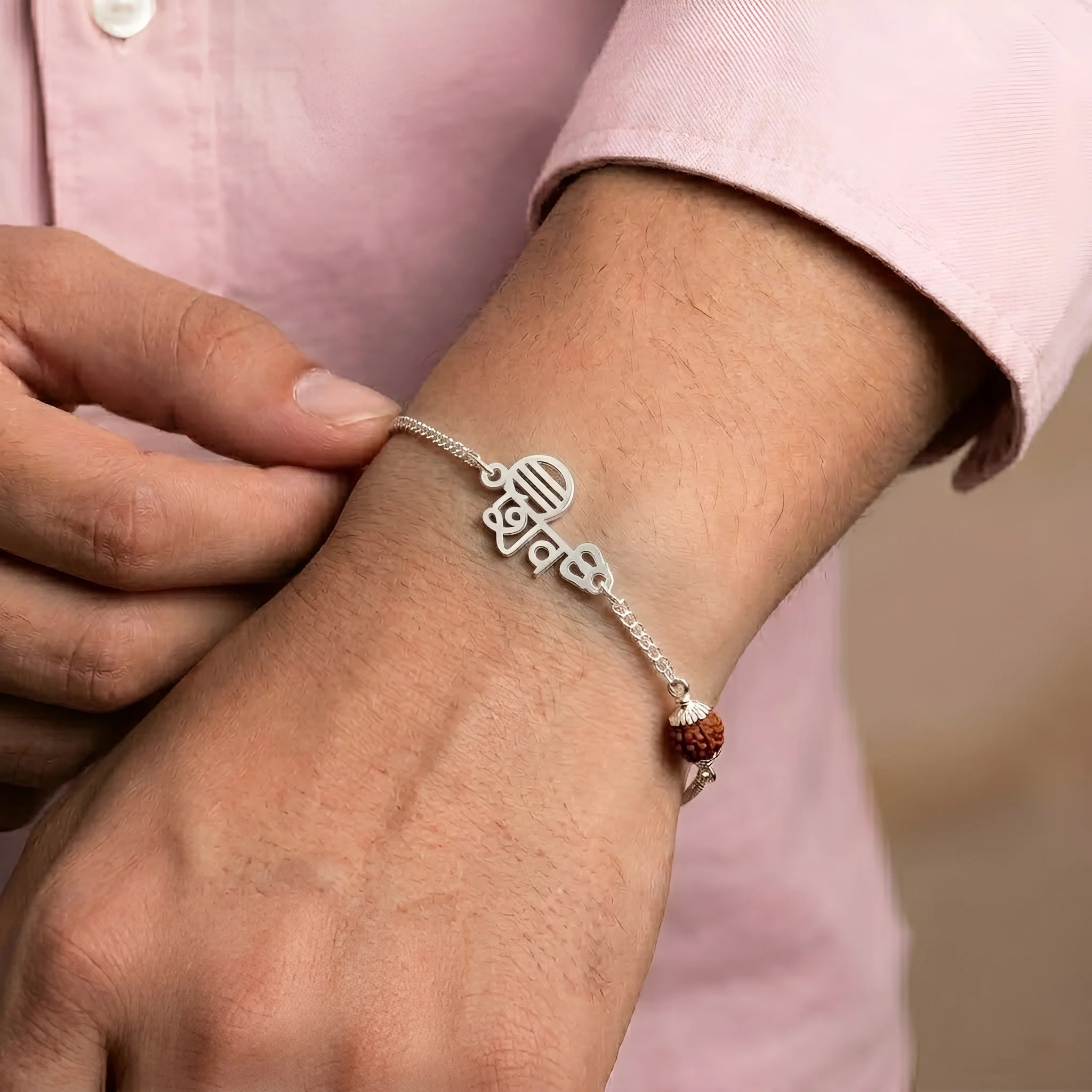Silver ‘Shiv’ Bracelet with Rudraksha Bead