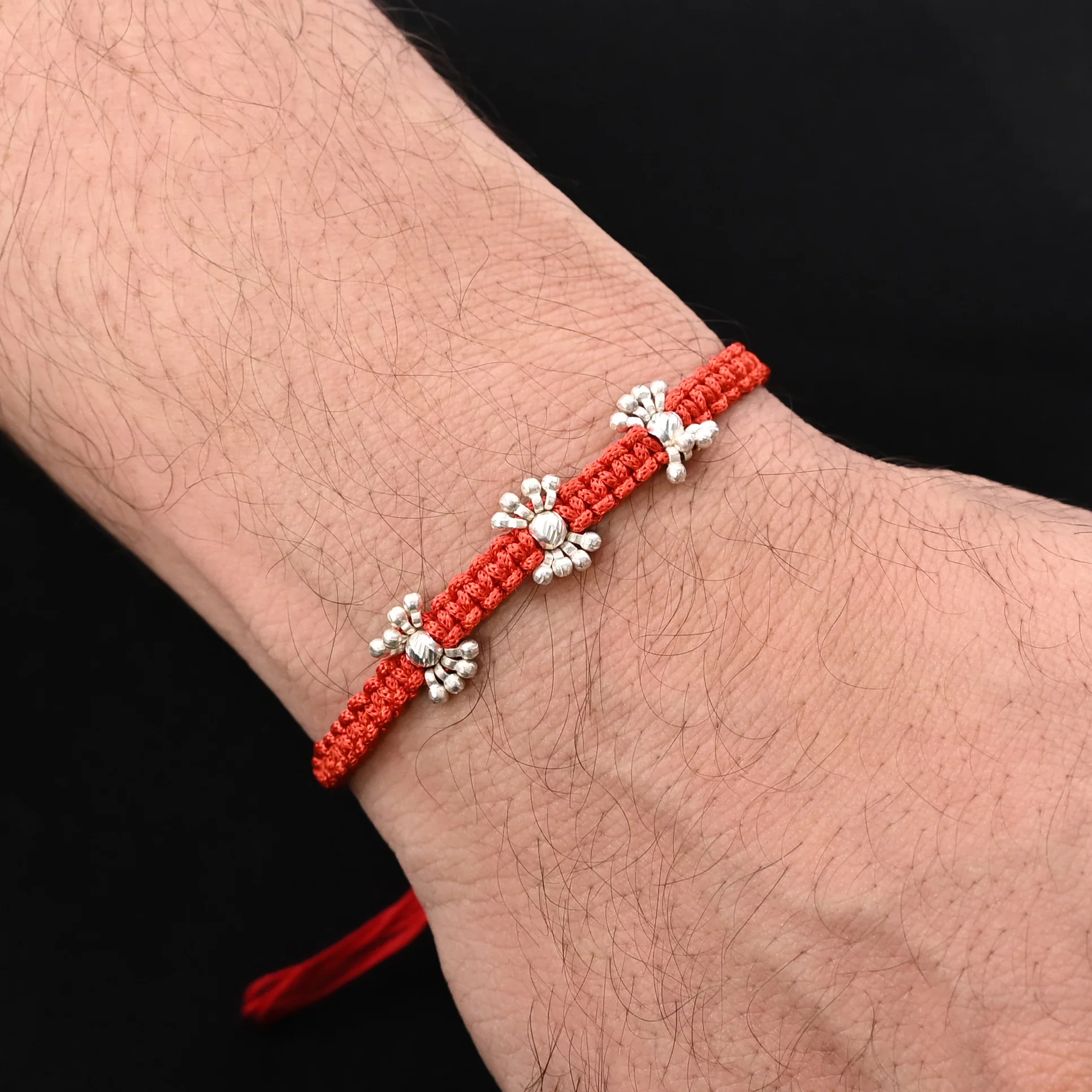 Silver Small Silver Beads Rakhi for Boys - Image 3