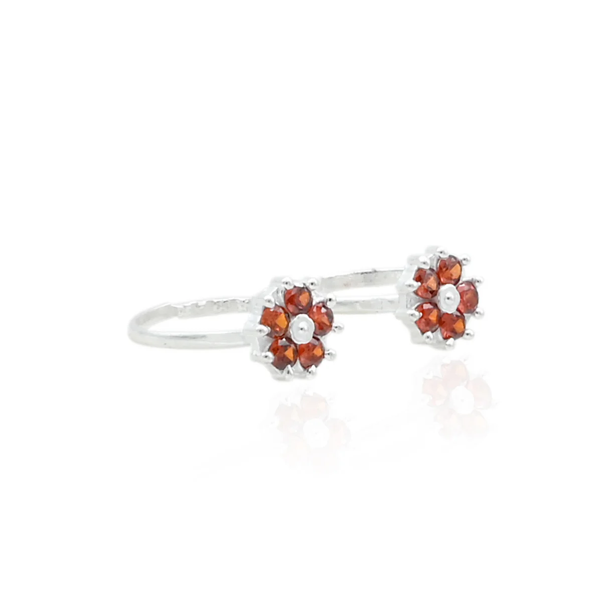 Silver Sparkling Orange Flower Toe Rings - Image 4