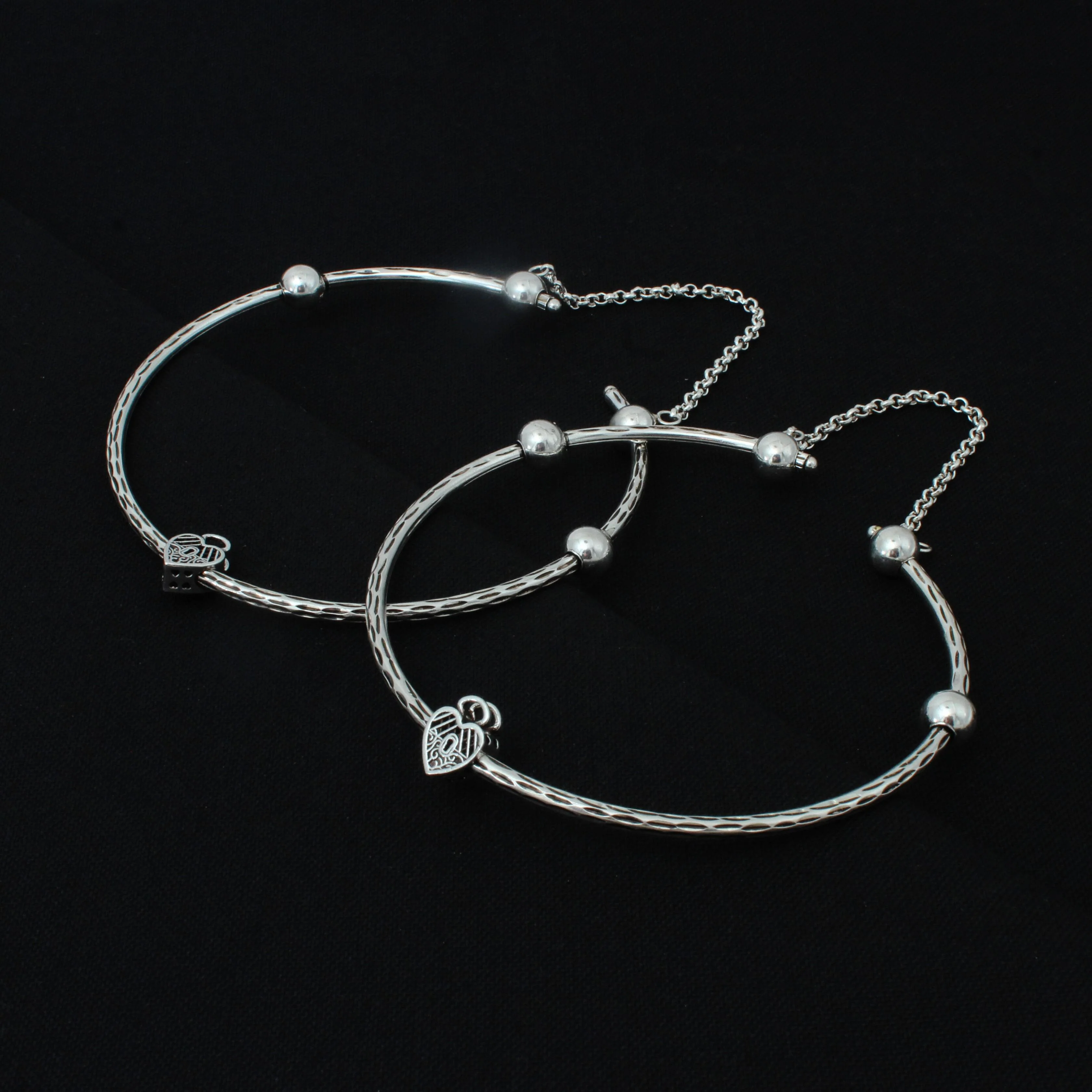 Silver Sterling Heart Shape Kada Payal - Image 5