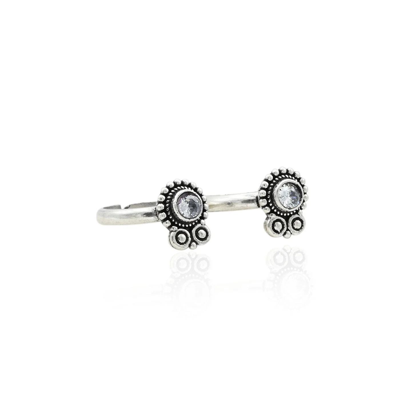 Silver Studded Crowny Shiny Toe Rings - Image 4