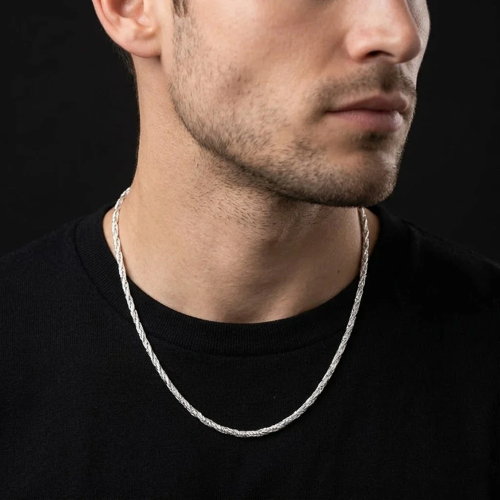 Silver Tangle Design Chain for Boys
