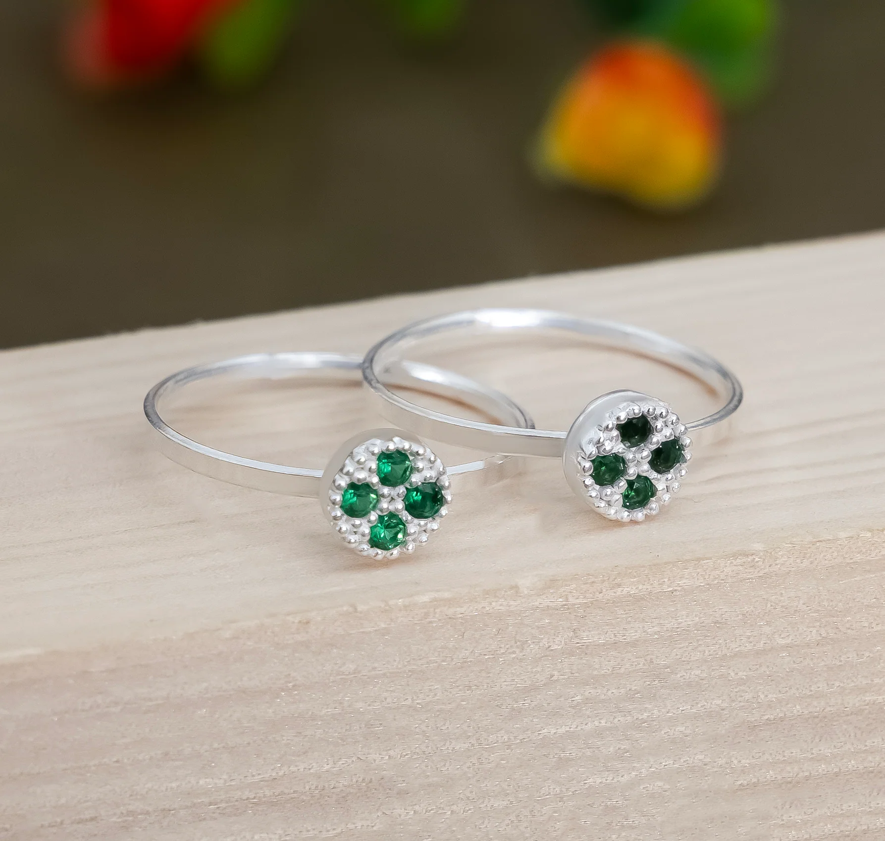 Silver Toe Rings Adjustable Floral Stone - Image 5