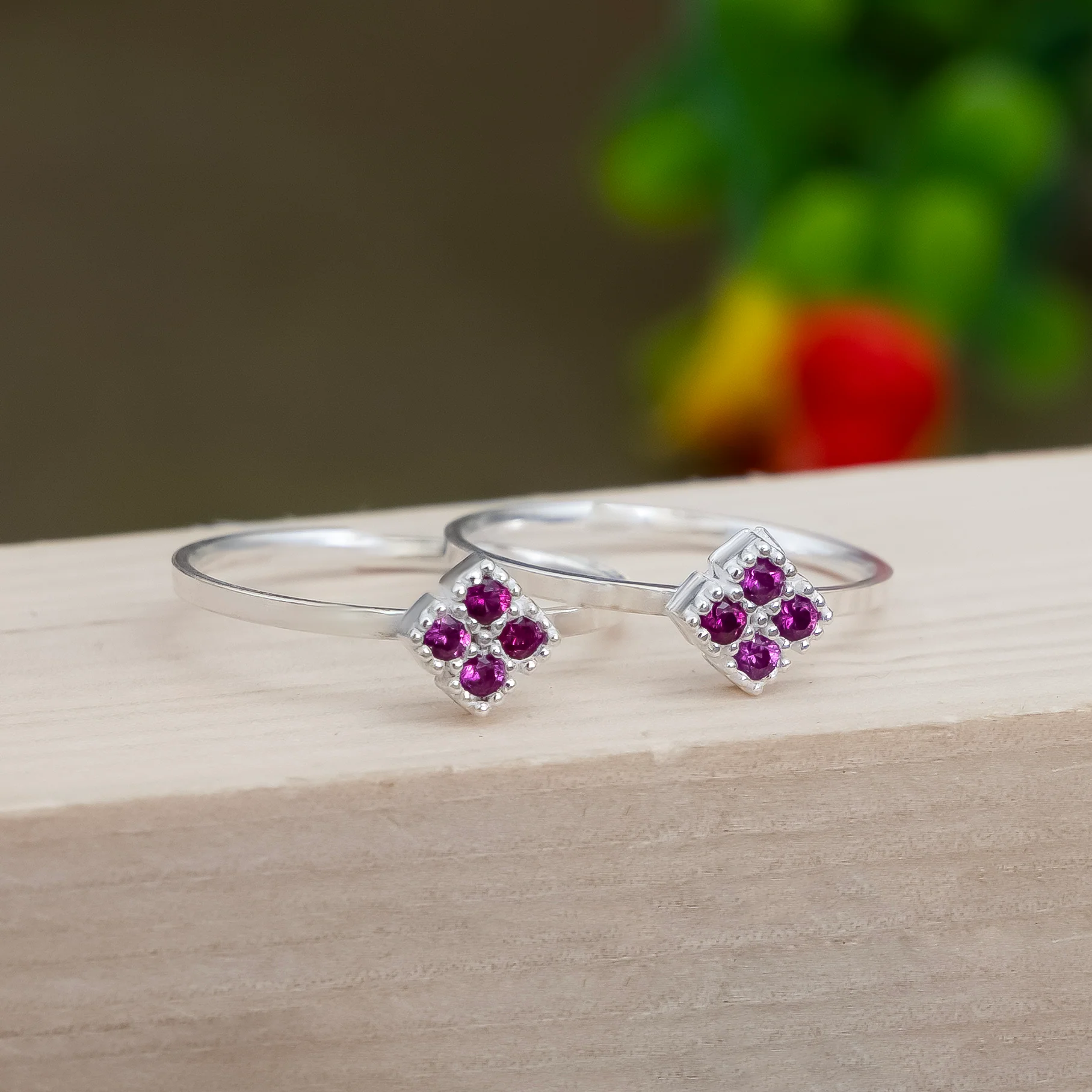 Silver Toe Rings Square Stone Design for Women & Girls - Image 4