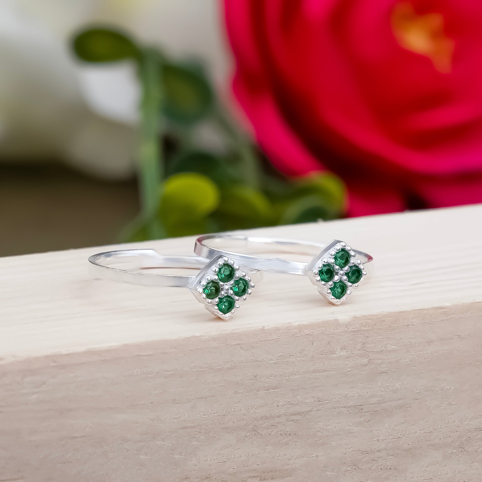 Silver Toe Rings Square Stone Design for Women & Girls - Image 6