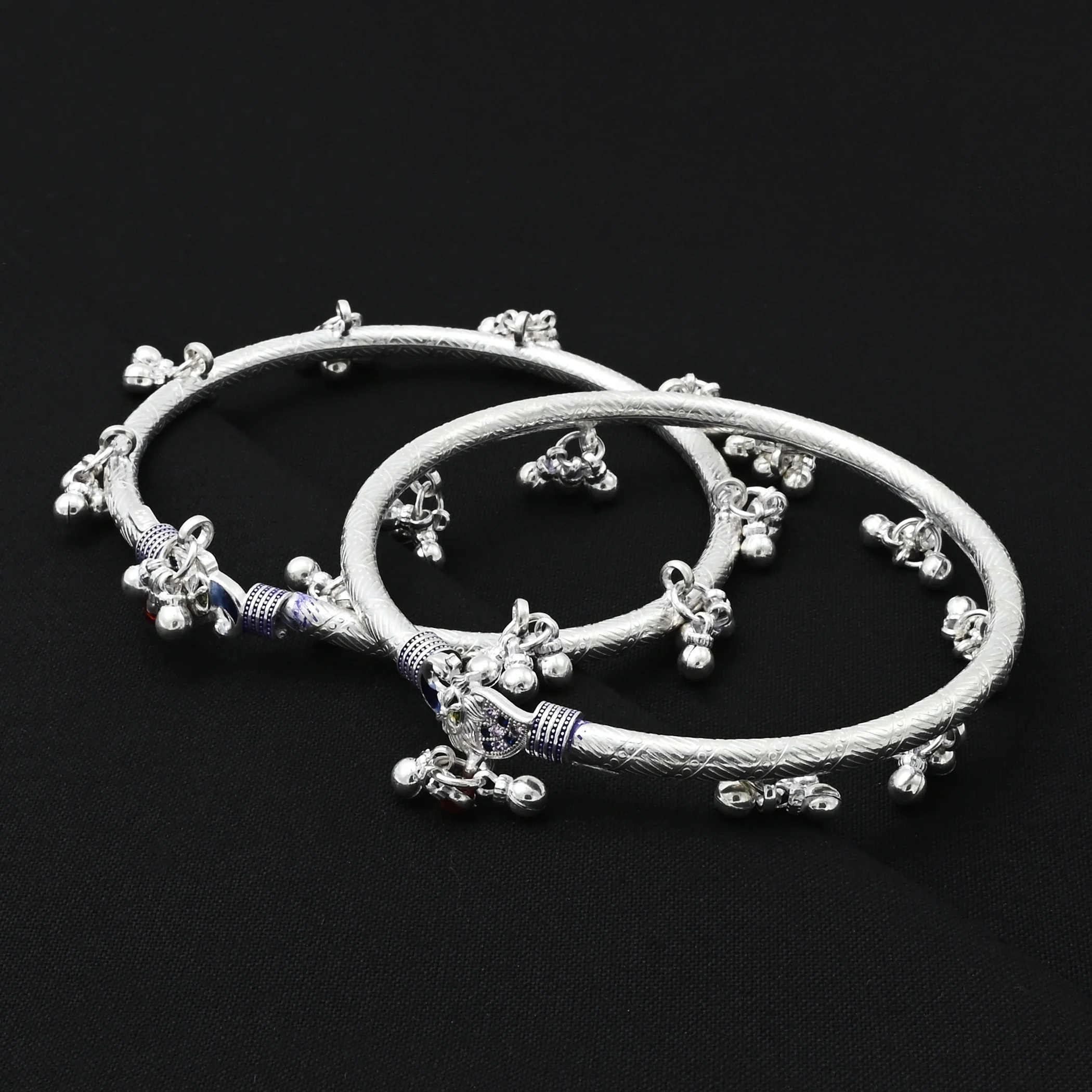 Silver Traditional Symbol Of Peacock Kada Payal - Image 5