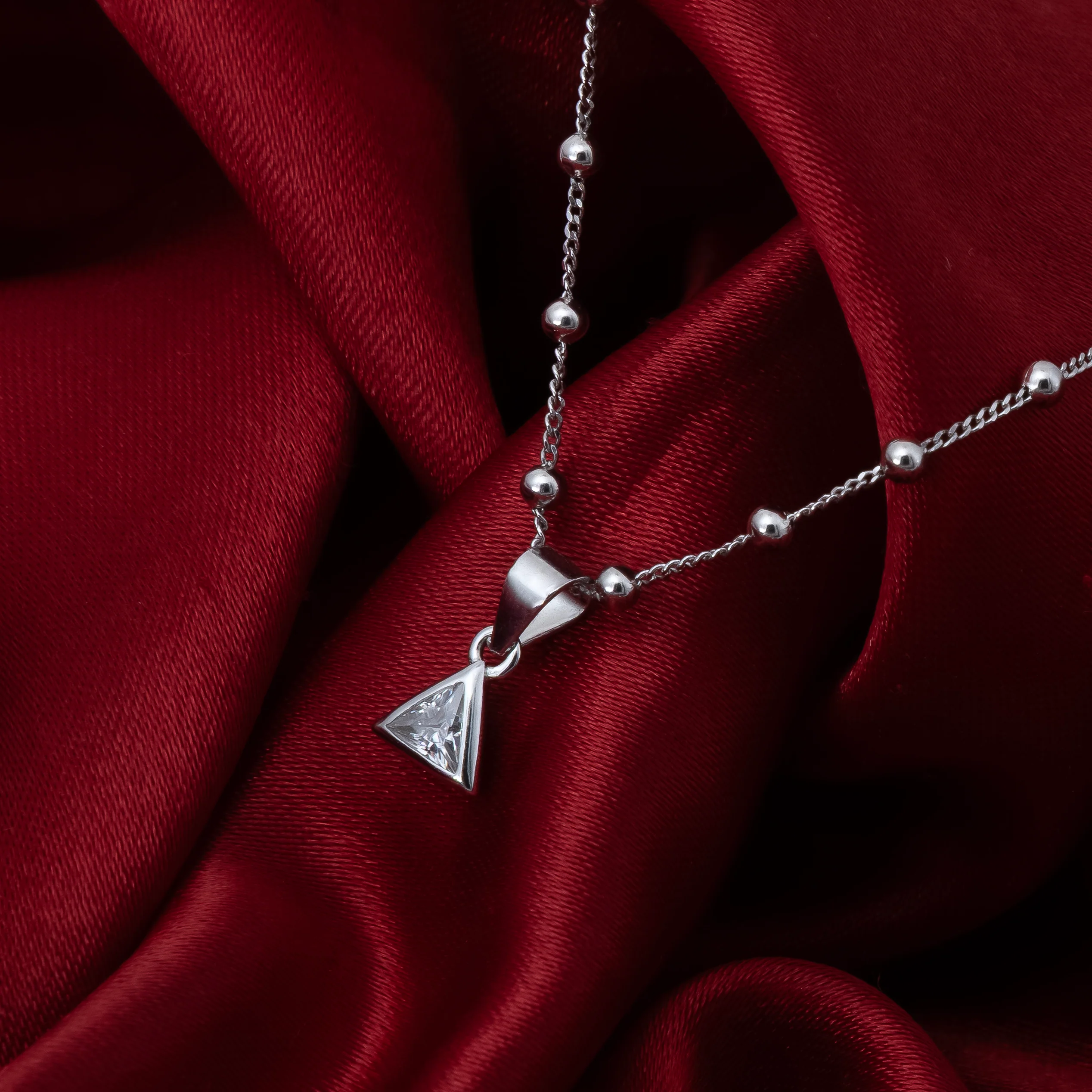Silver Triangle Pendant & Earrings Set - Image 4