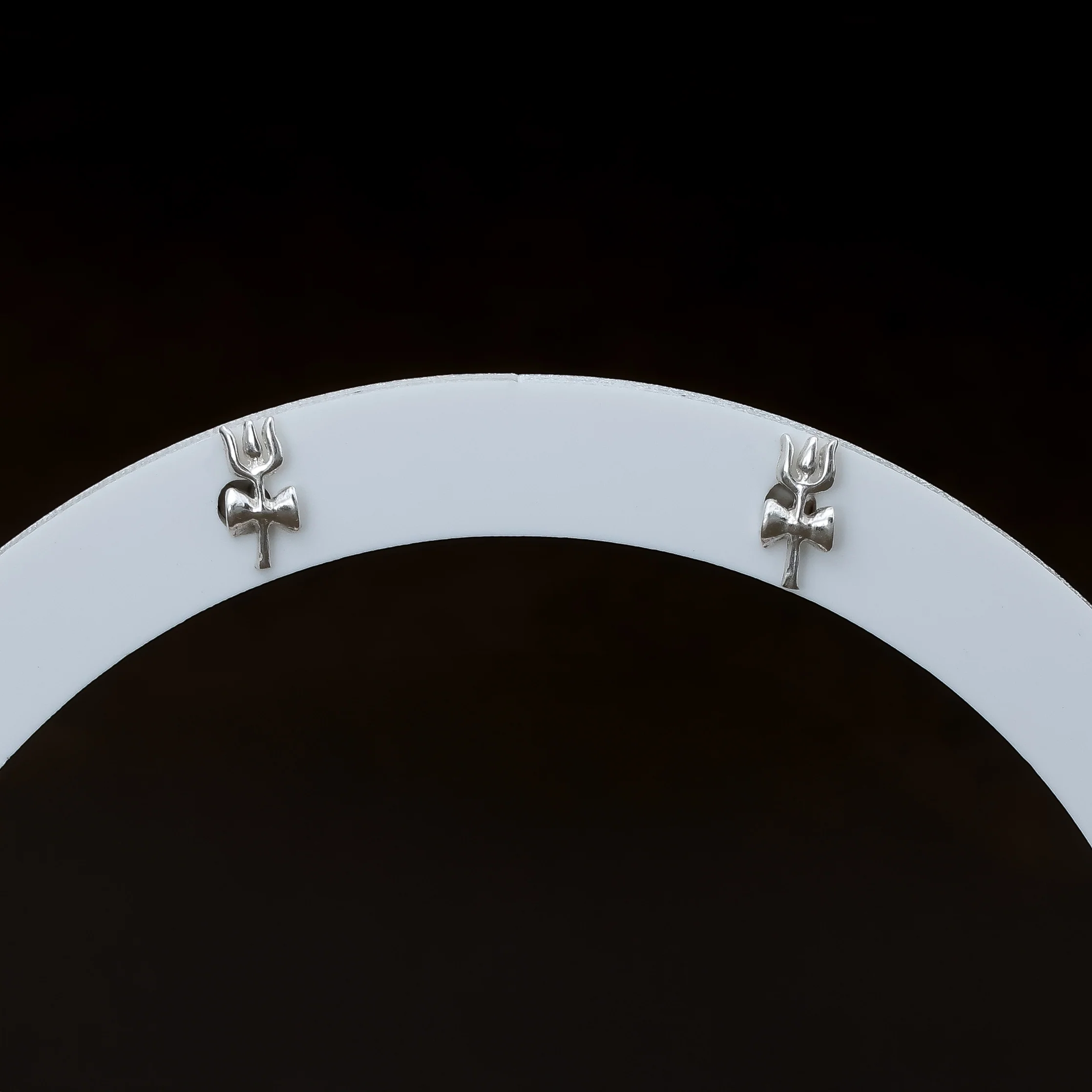 Silver Trishul Damru Divine Stud Earrings - Image 3